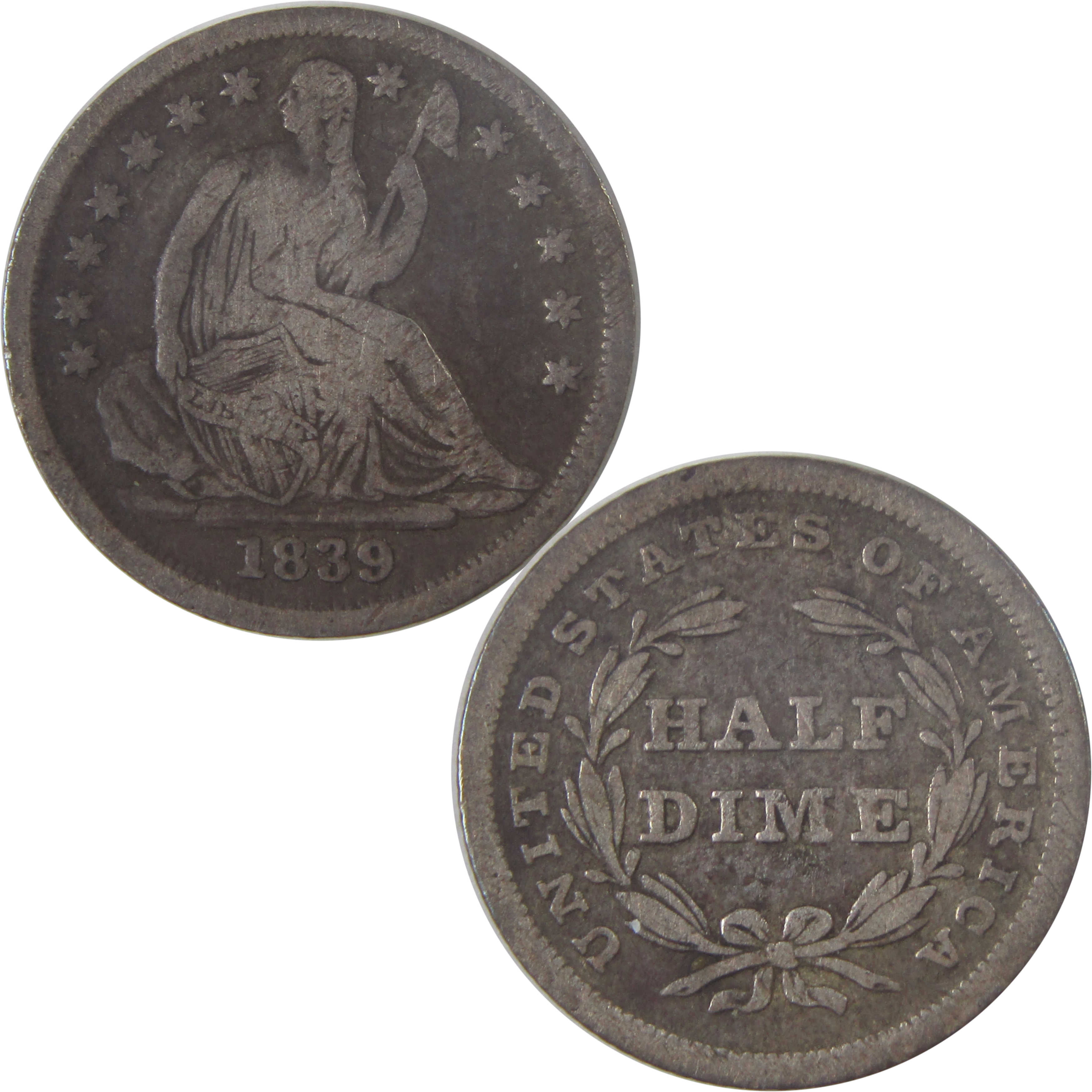 1839 Seated Liberty Half Dime VG Very Good Silver 5c Coin SKU:I17054