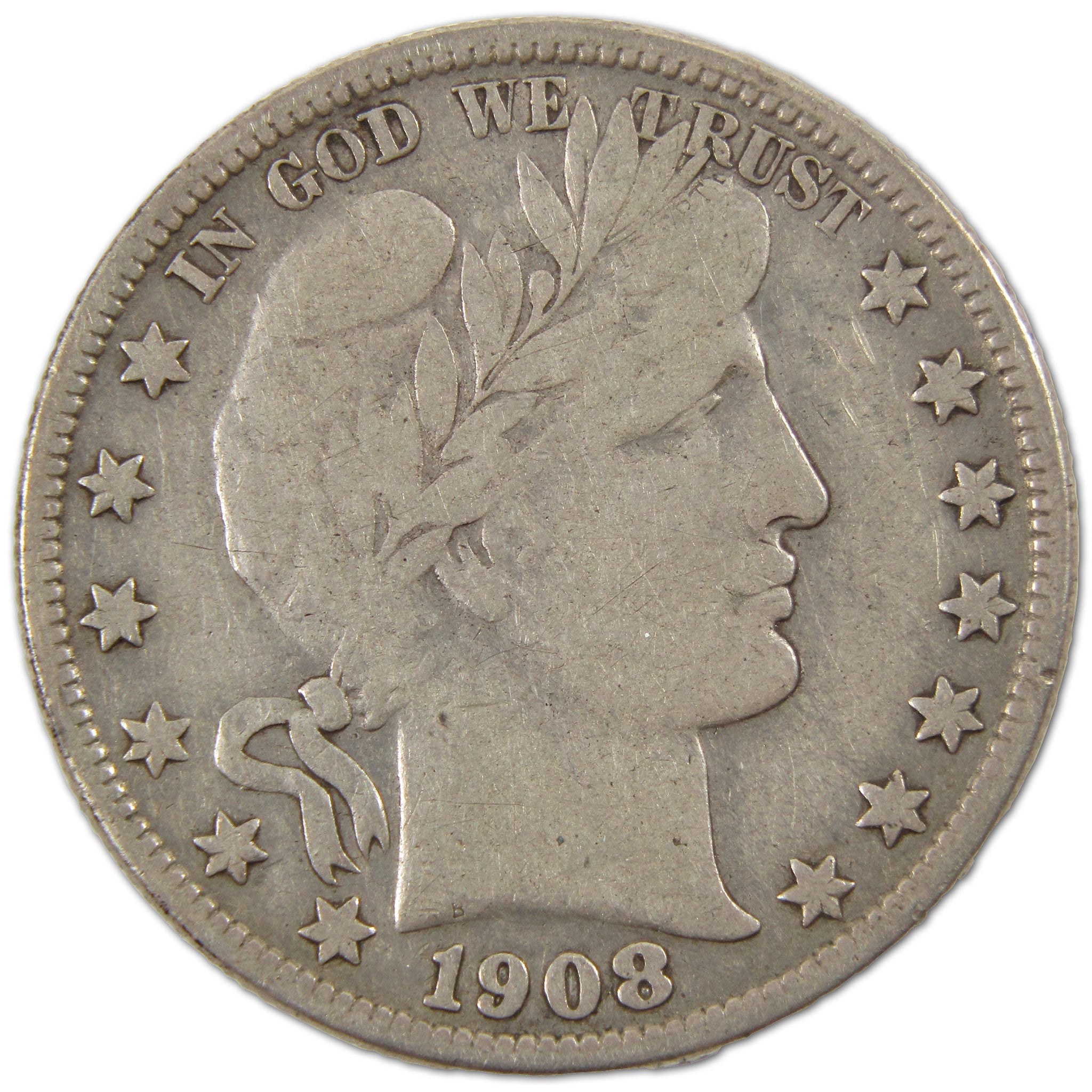 1908 O Barber Half Dollar F Fine Silver 50c Coin SKU:I10547