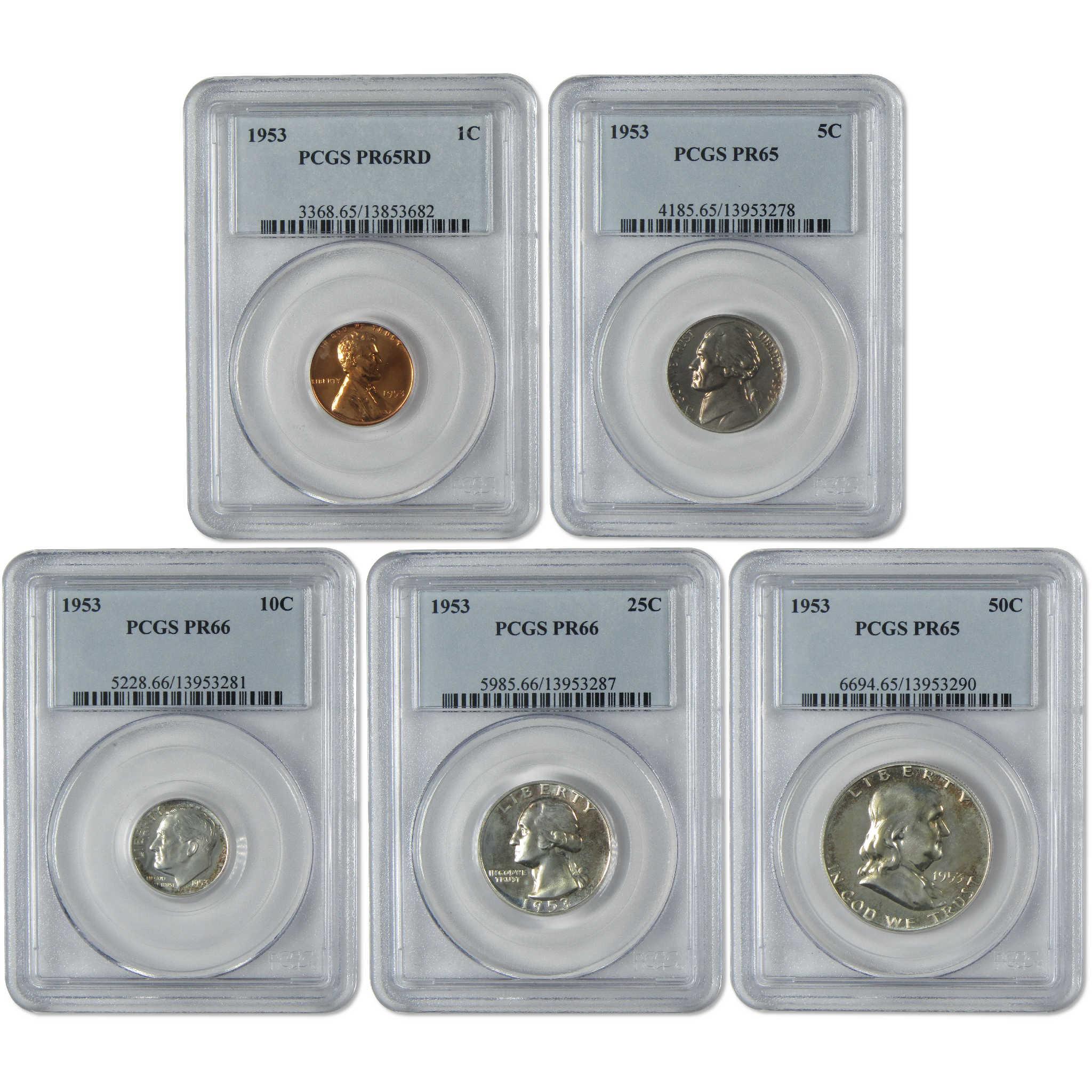1953 5 Coin Proof Year Set PR 65 PR 66 PCGS SKU:I26193