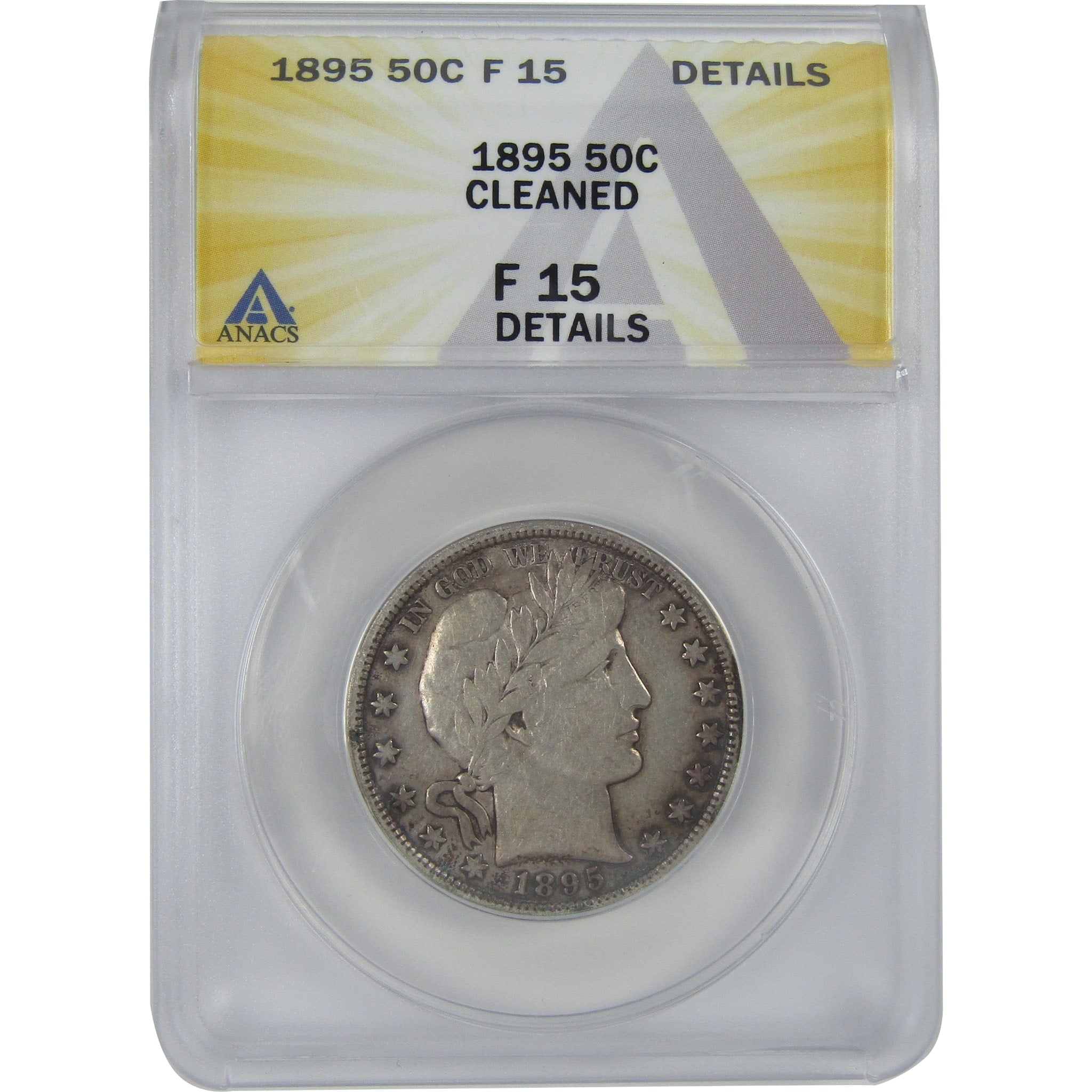 1895 Barber Half Dollar F 15 Details ANACS Silver 50c Coin SKU:I16161