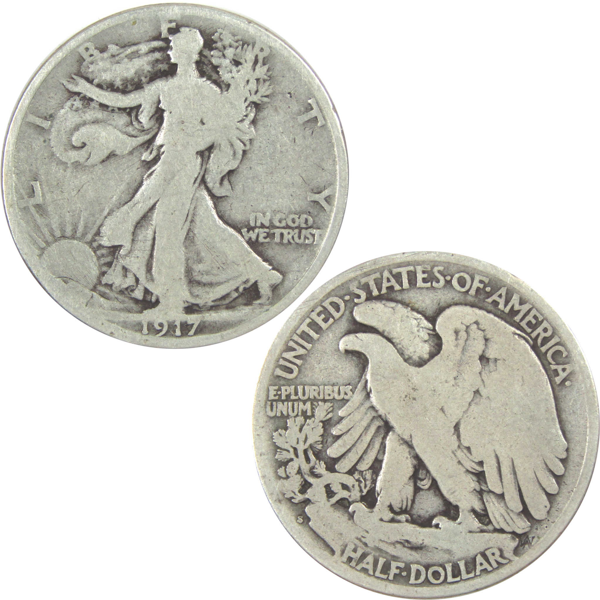 1917 S Reverse Liberty Walking Half Dollar G Good Silver SKU:I15579