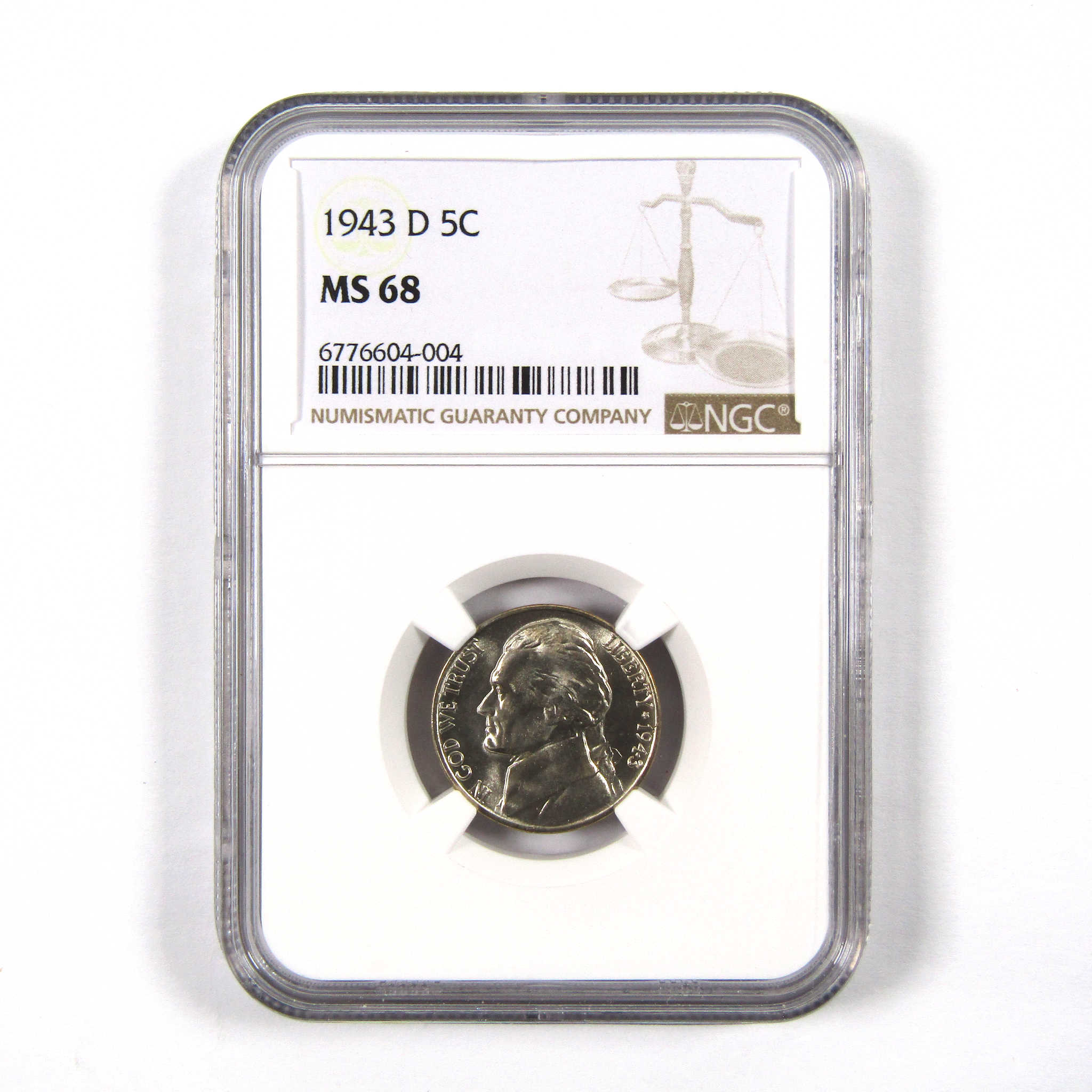 1943 D Jefferson Nickel MS 68 NGC 35% Wartime Silver 5c Unc SKU:I9724