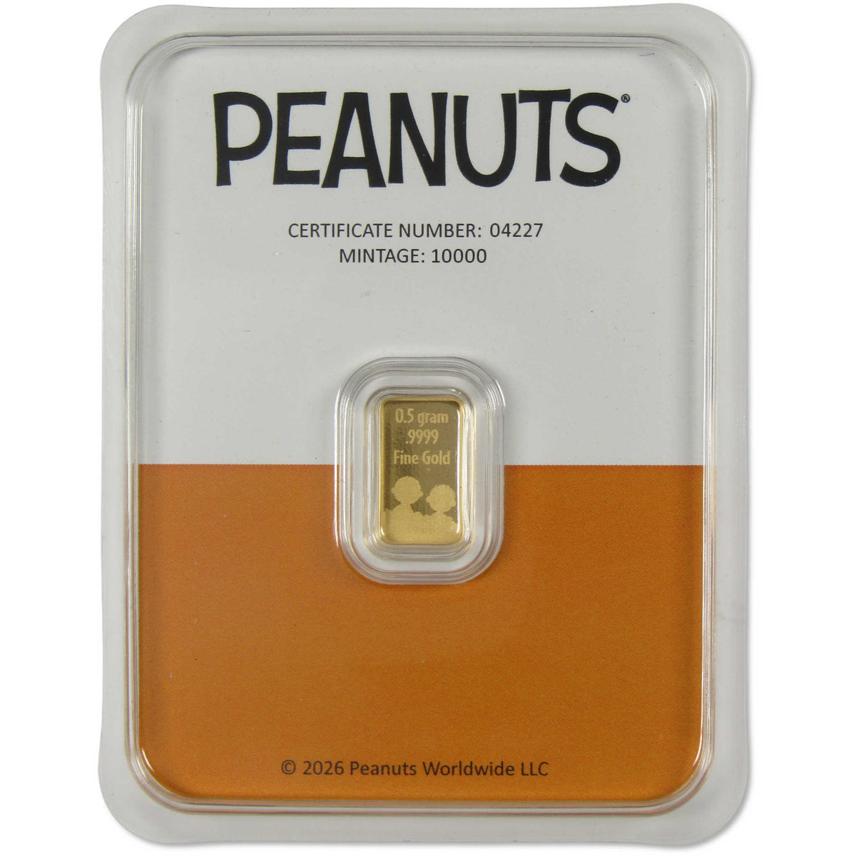 Peanuts Great Pumpkin Charlie Brown 60th Anniversary 1/2 g Gold Bar