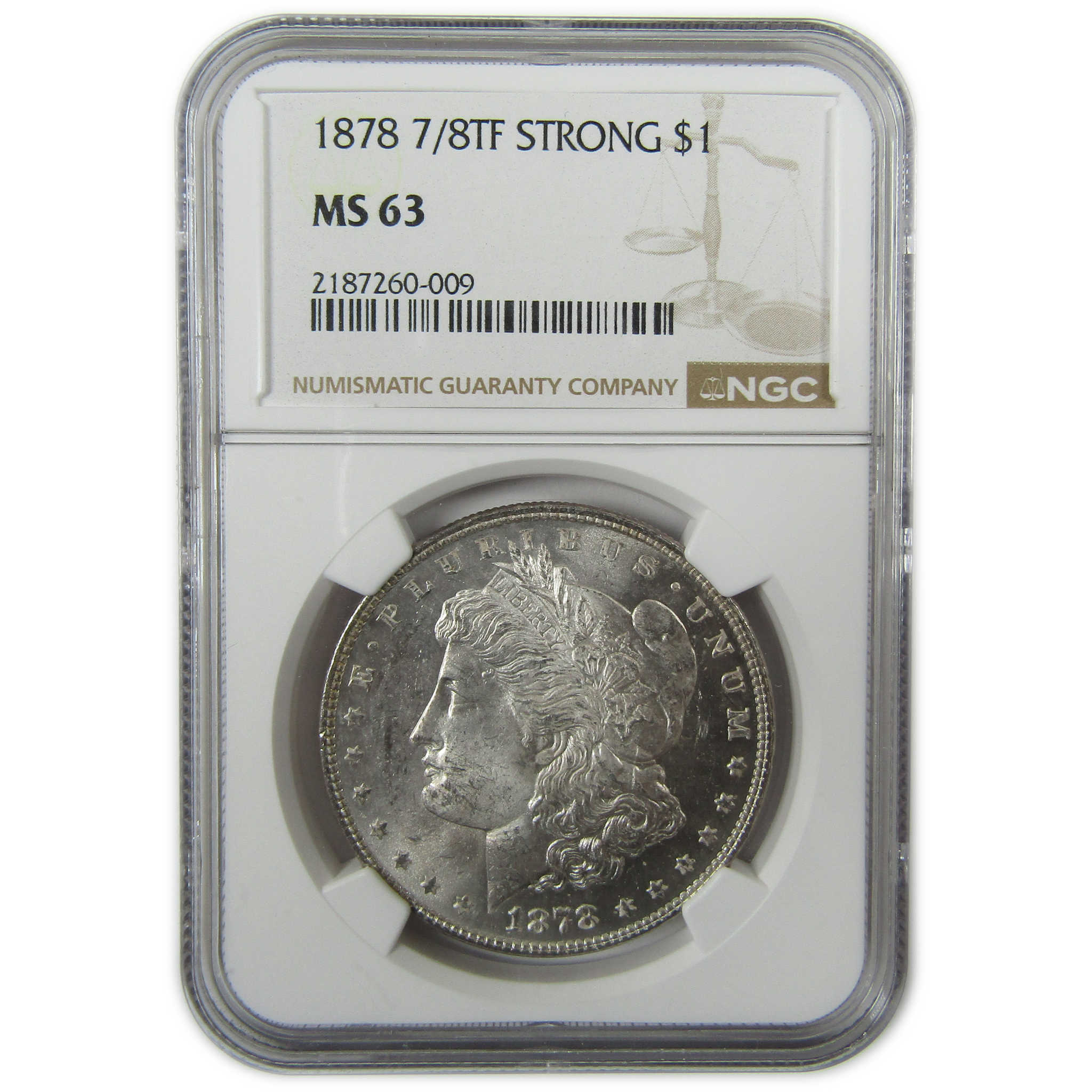 1878 7/8TF Strong Morgan Silver Dollar MS 63 NGC $1 Coin SKU:I28334
