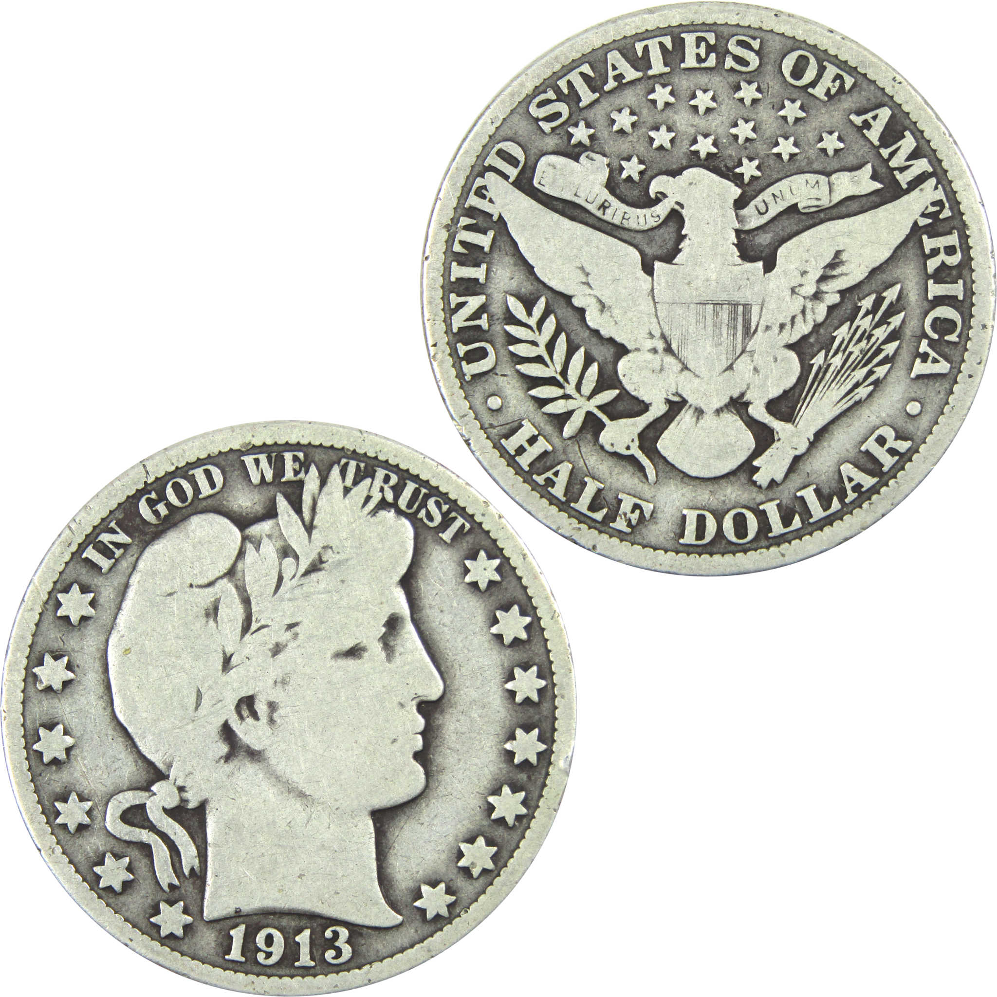 1913 Barber Half Dollar G Good Silver 50c Coin SKU:I14357