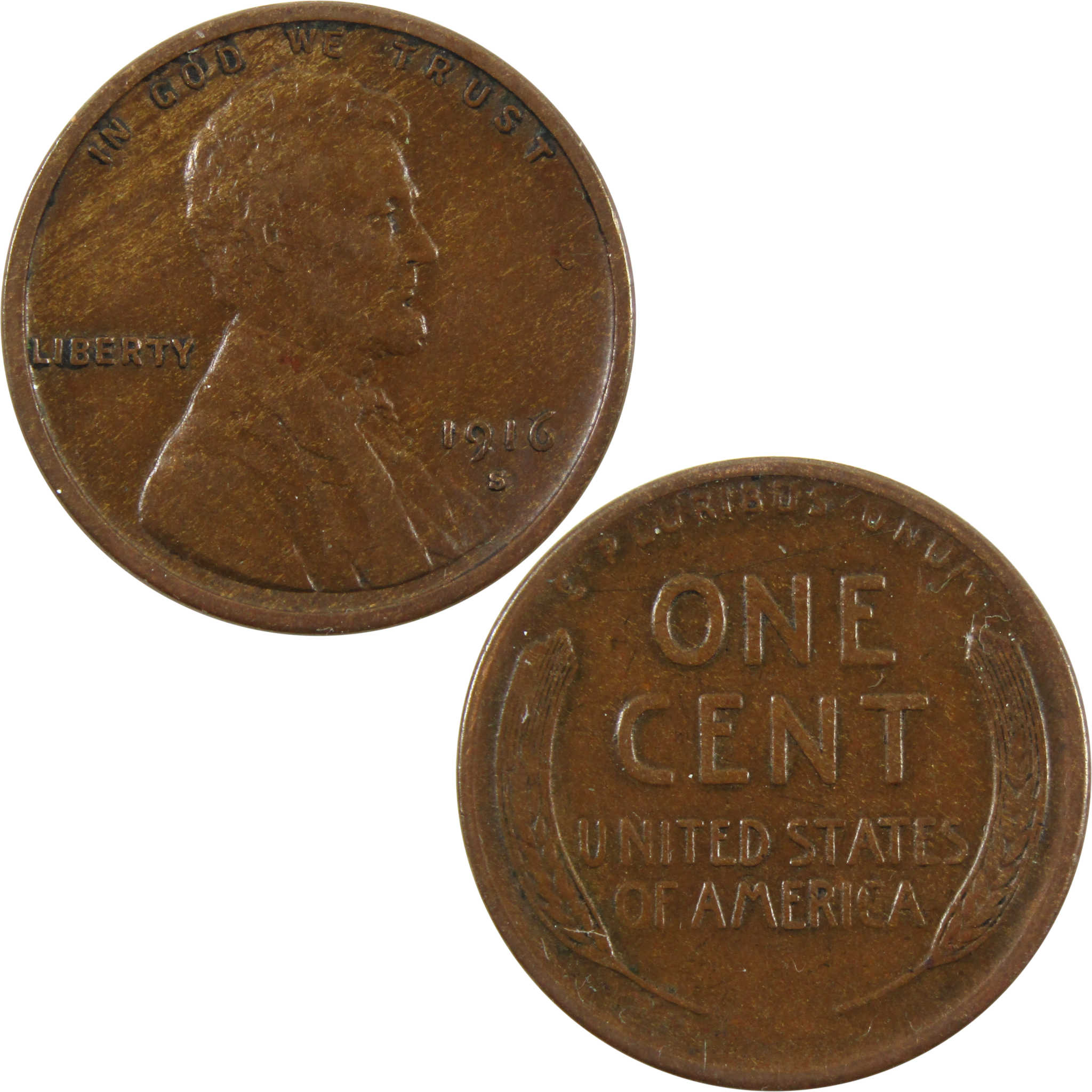 1916 S Lincoln Wheat Cent AU About Uncirculated Penny 1c SKU:I10644