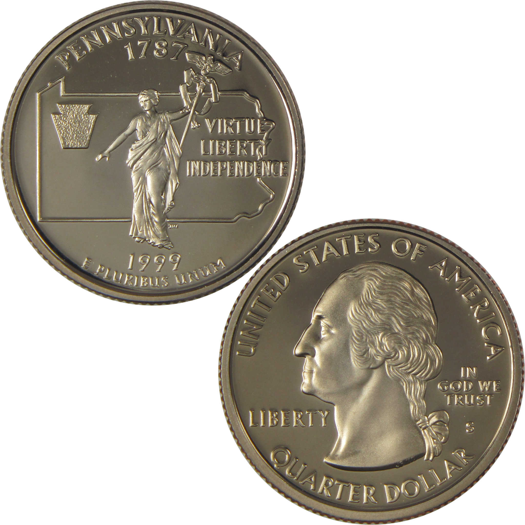 1999 S Pennsylvania State Quarter Choice Proof Clad 25c Coin