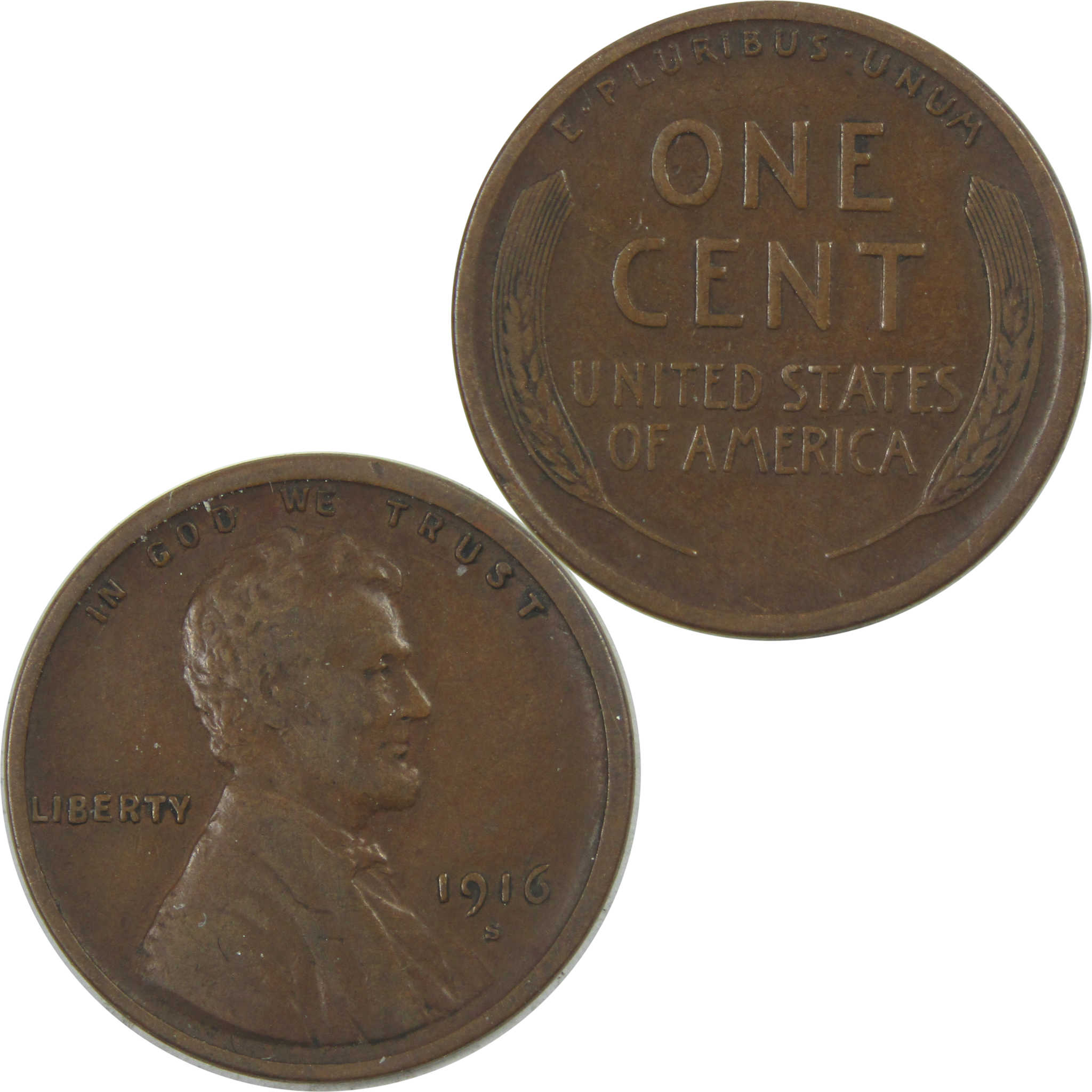 1916 S Lincoln Wheat Cent VF Very Fine Penny 1c Coin SKU:I15446