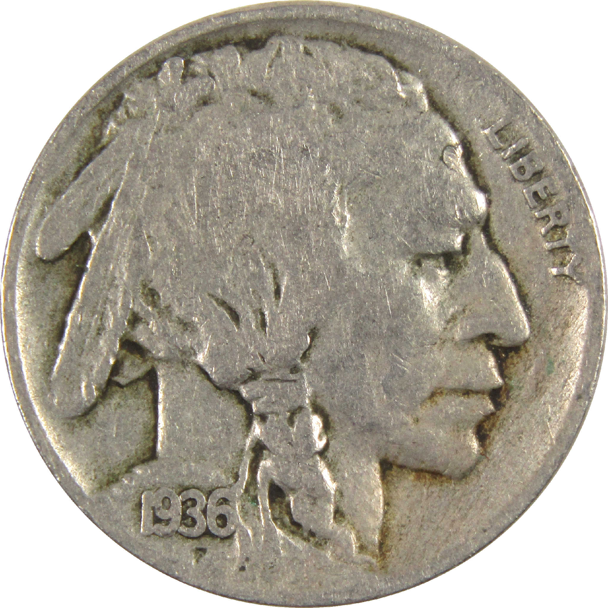 1936 S Indian Head Buffalo Nickel G Good 5c Coin