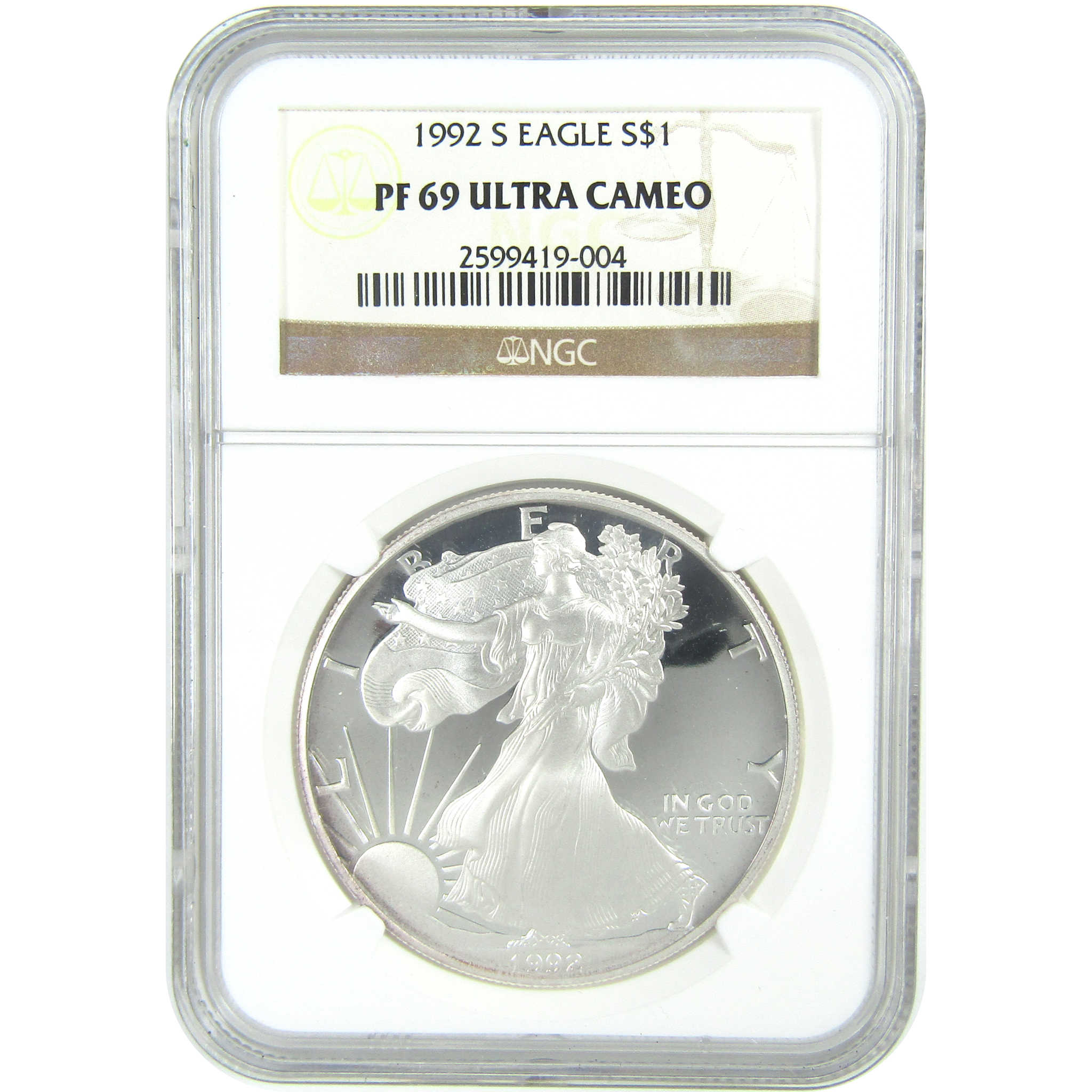 1992 S American Silver Eagle PF 69 UCAM NGC Proof $1 SKU:CPC9586