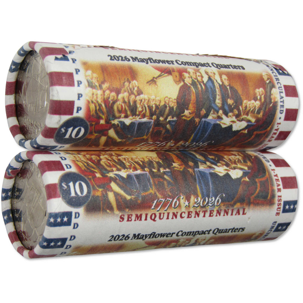 2026 P&D Mayflower Compact Semiquincentennial 25c Uncirculated Rolls