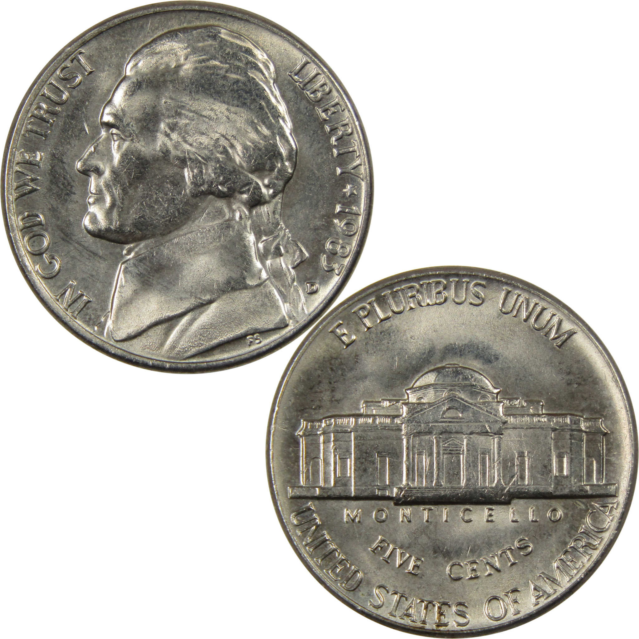 1983 D Jefferson Nickel Uncirculated 5c Coin