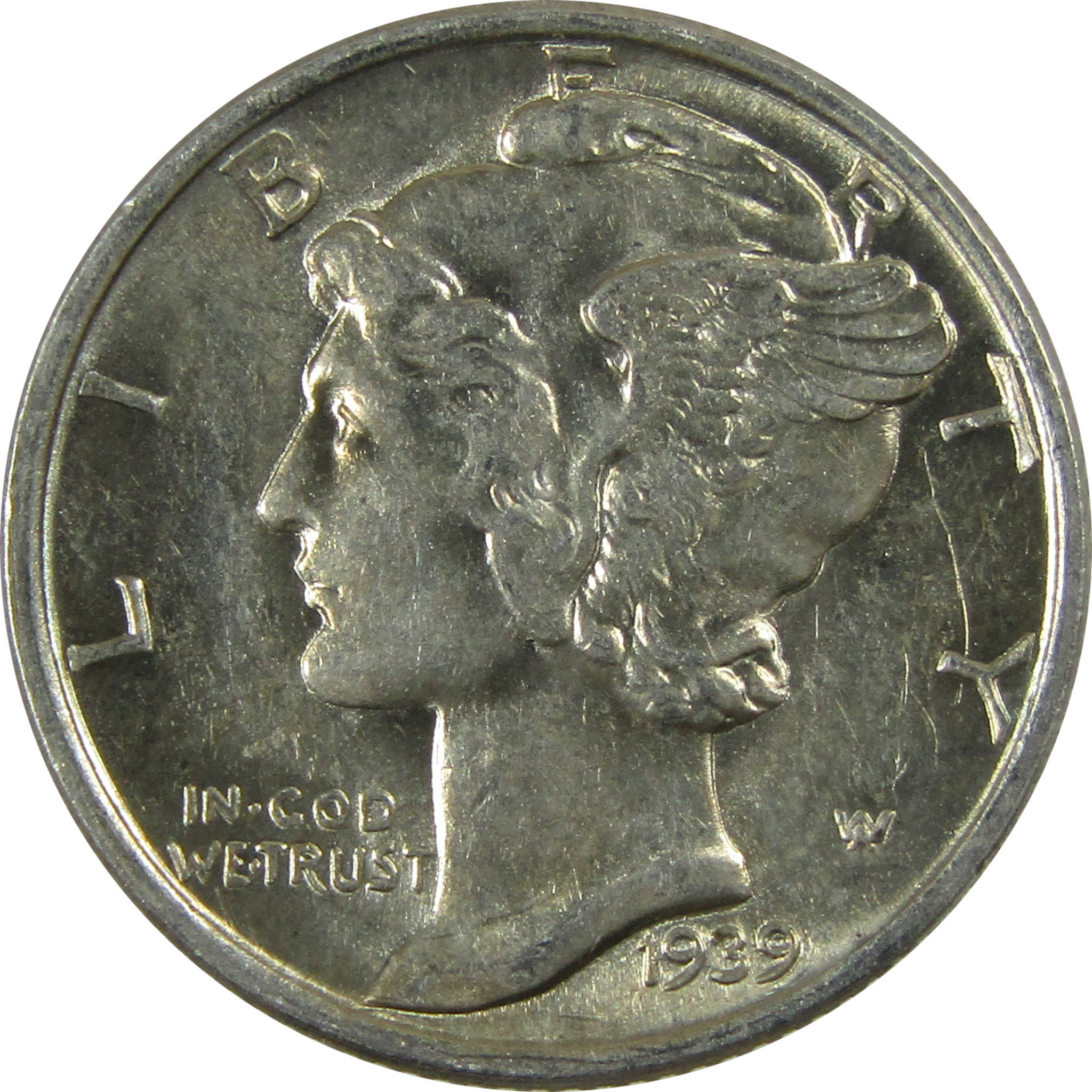 1939 Mercury Silver Dime AU About Uncirculated 10c Coin SKU:CP343