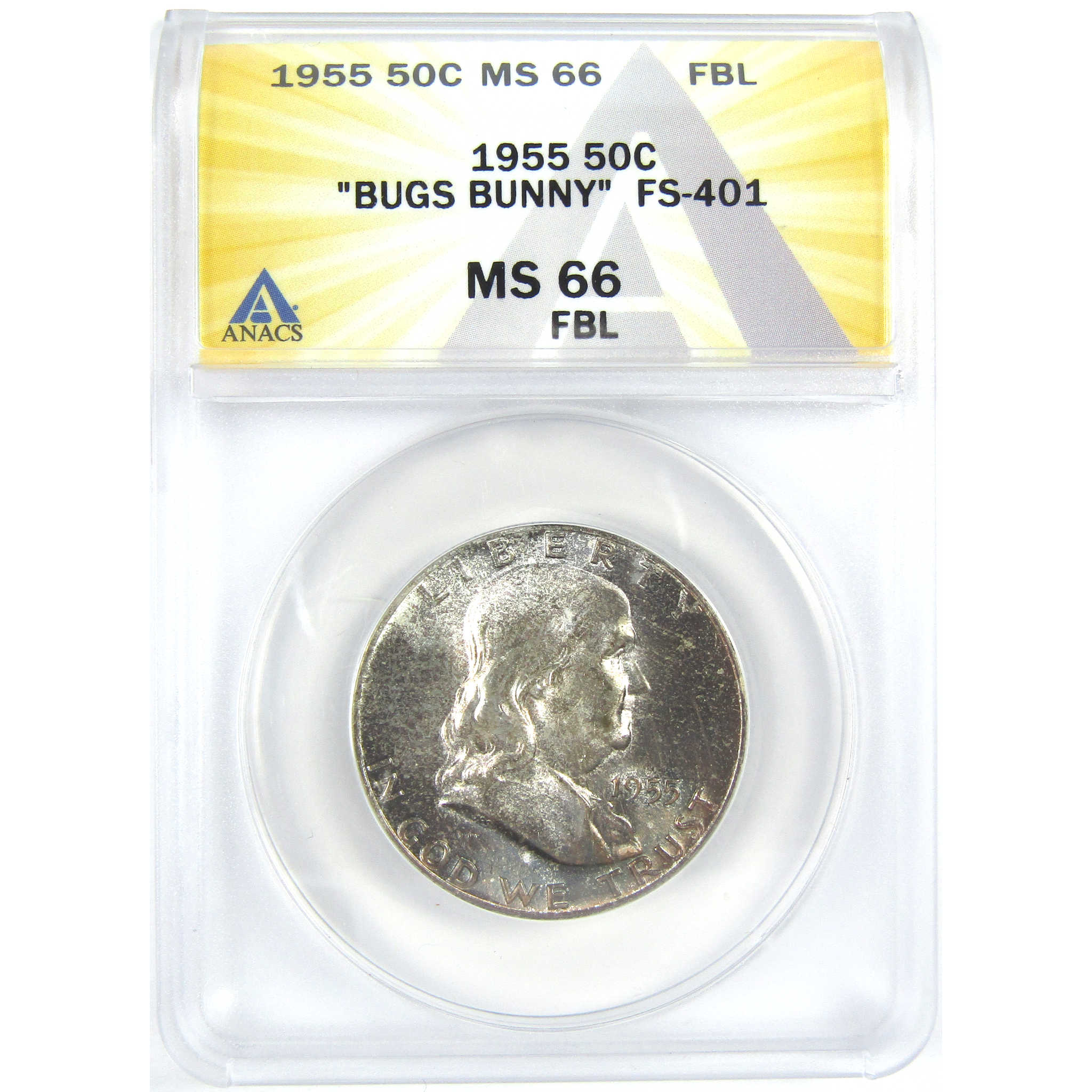 1955 Bugs Bunny FS-401 Franklin Half Dollar MS 66 FBL ANACS SKU:I16359