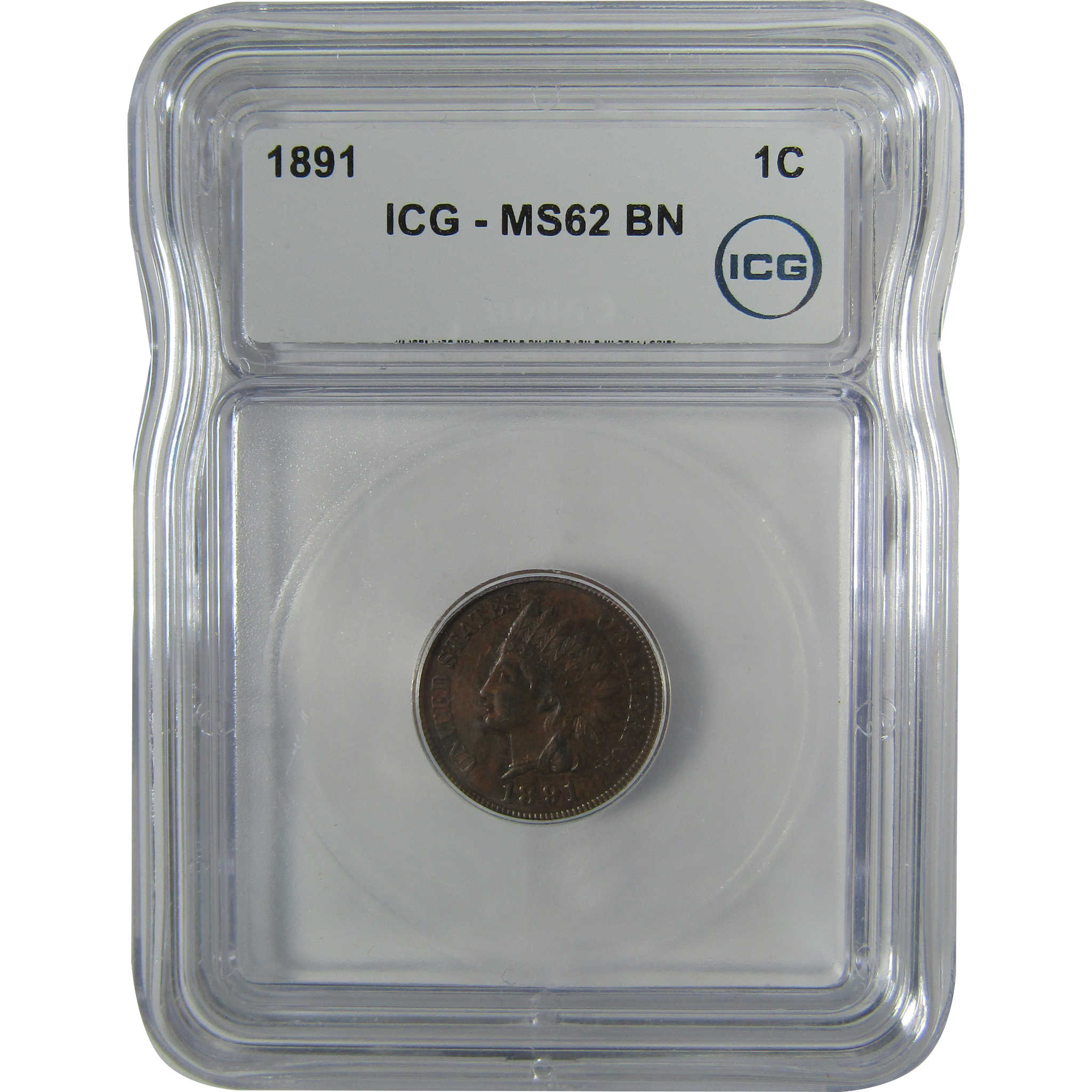 1891 Indian Head Cent MS 62 BN ICG Penny Uncirculated SKU:I22932