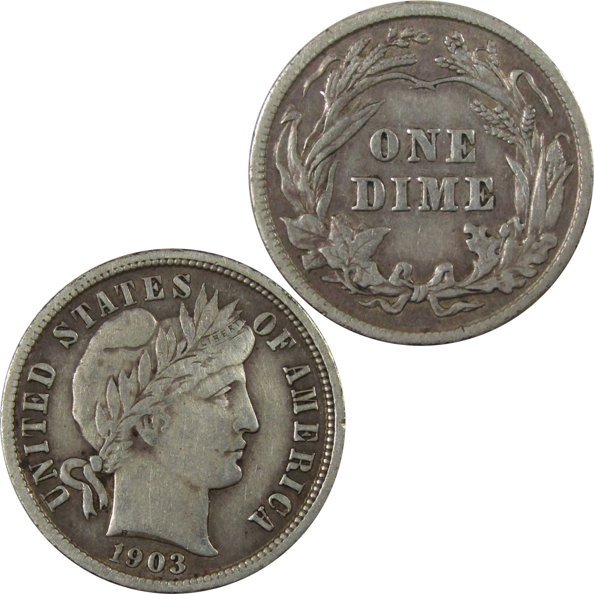 1903 Barber Silver Dime VF Very Fine Details 10c Coin SKU:CP1351