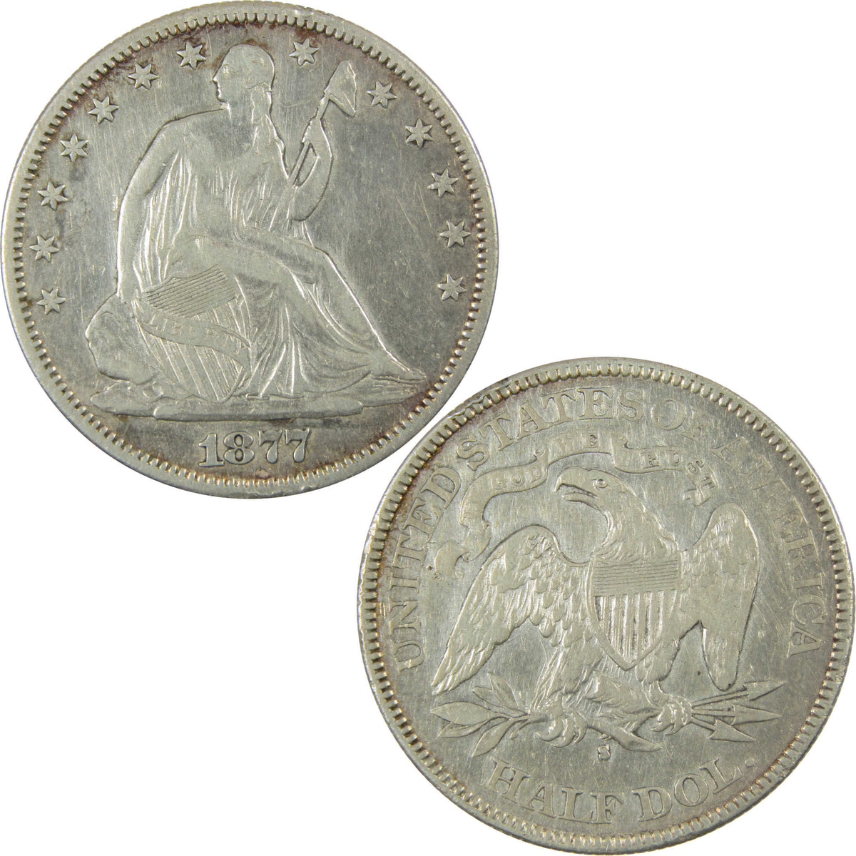 1877 S Seated Liberty Silver 50c VF Very Fine Details SKU:CP1773