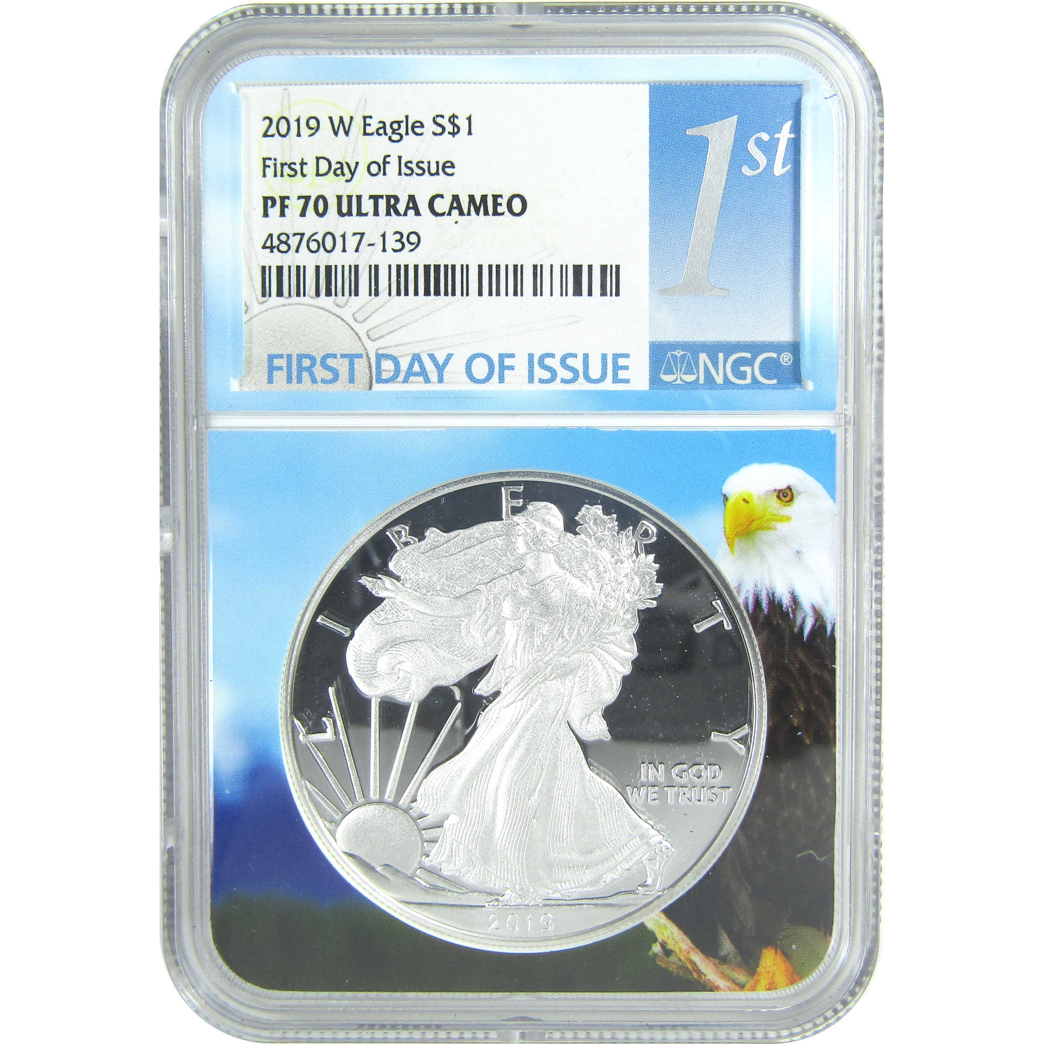 2019 W American Silver Eagle PF 70 UCAM NGC $1 First Day SKU:CPC9553