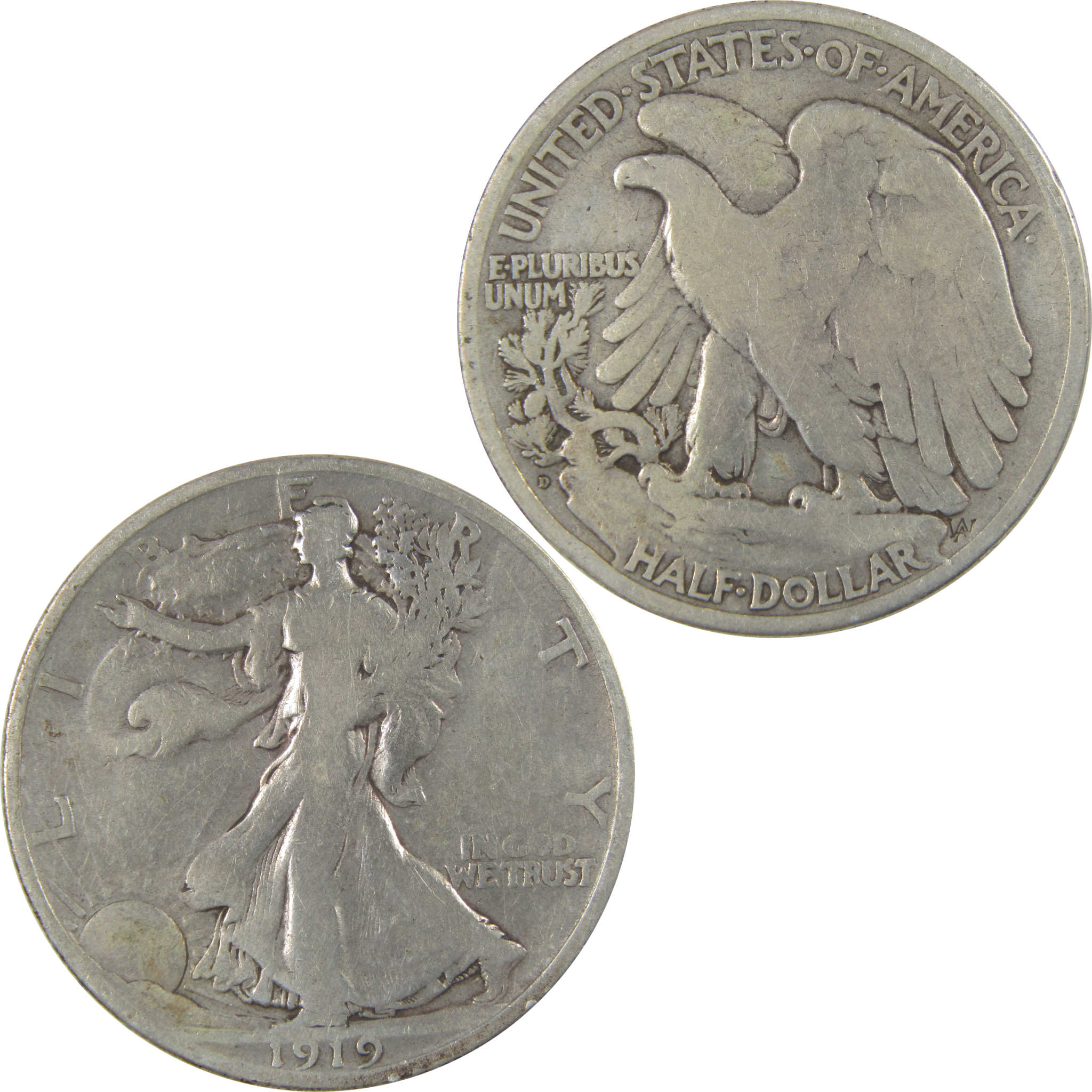 1919 D Liberty Walking Silver 50c VG Very Good Details SKU:I24128