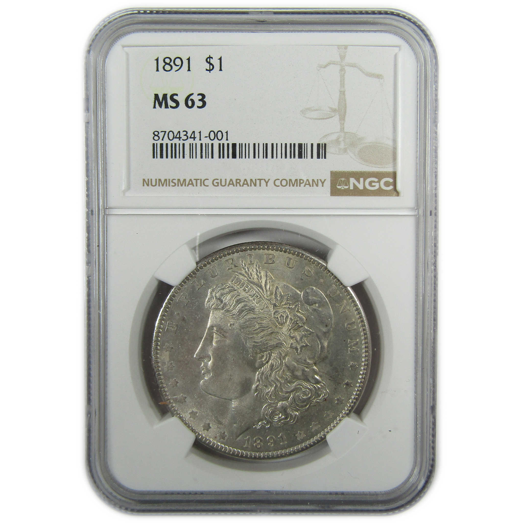 1891 Morgan Silver Dollar MS 63 NGC Uncirculated $1 Coin SKU:I27521