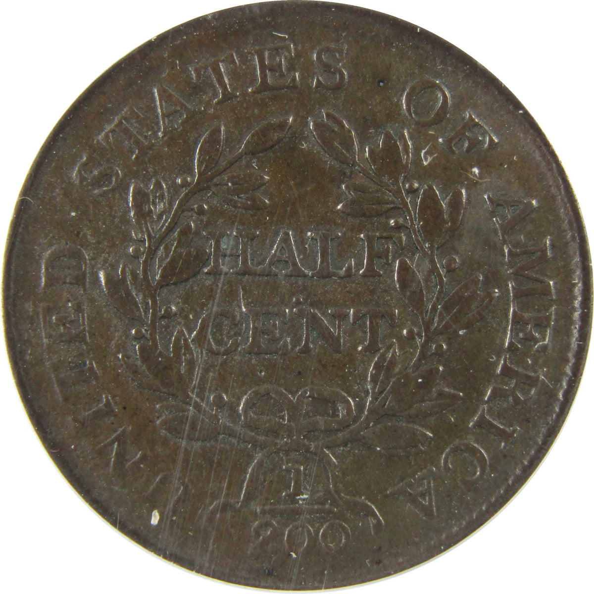 1804 Plain 4 No Stems Draped Bust 1/2c F 12 Details ANACS SKU:I28587