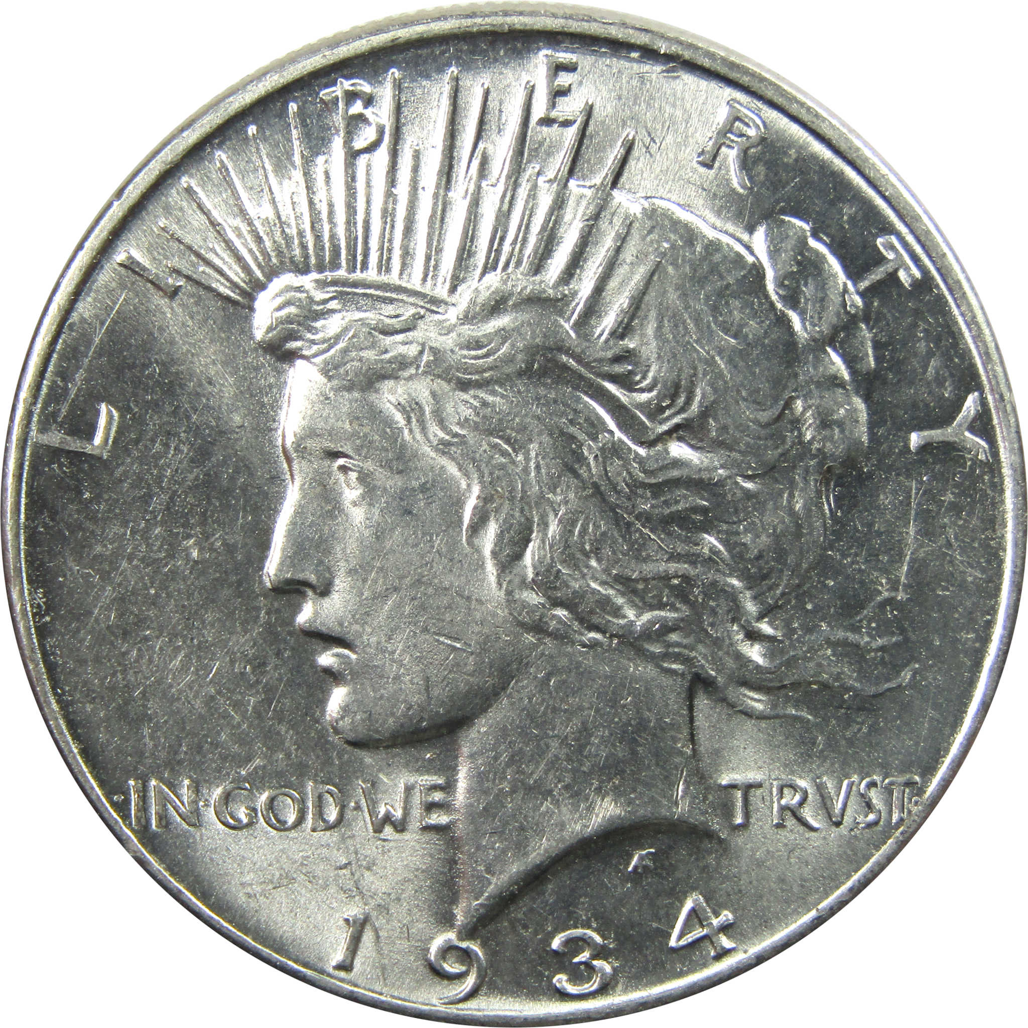 1934 Peace Dollar AU About Uncirculated Silver $1 Coin SKU:I13637