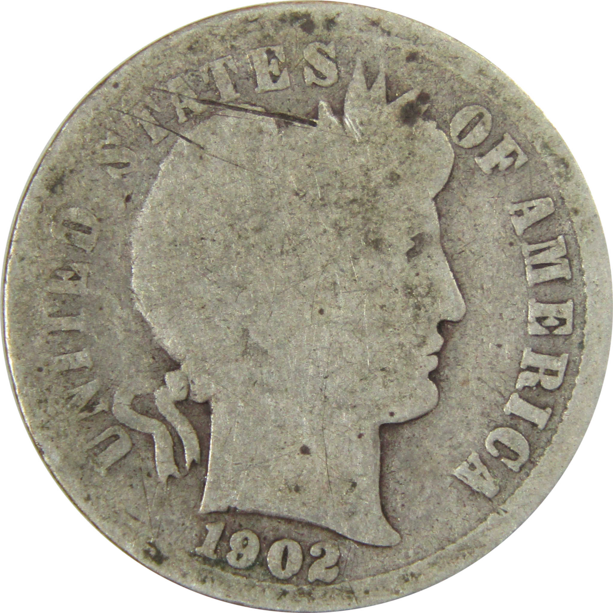 1902 Barber Silver Dime AG About Good 10c Coin Collectible SKU:CP721