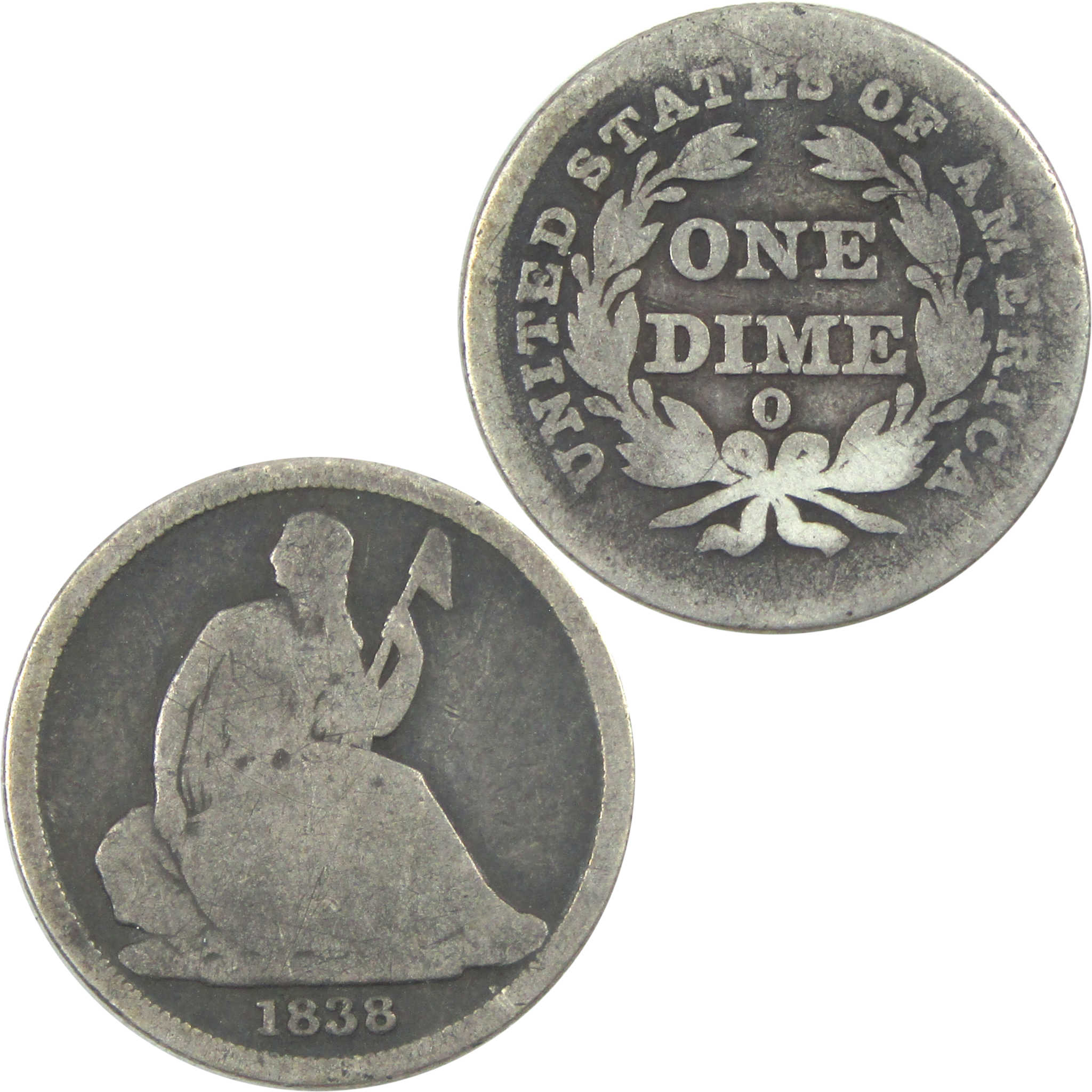 1838 O Seated Liberty Dime G Good Details Silver 10c Coin SKU:I15346