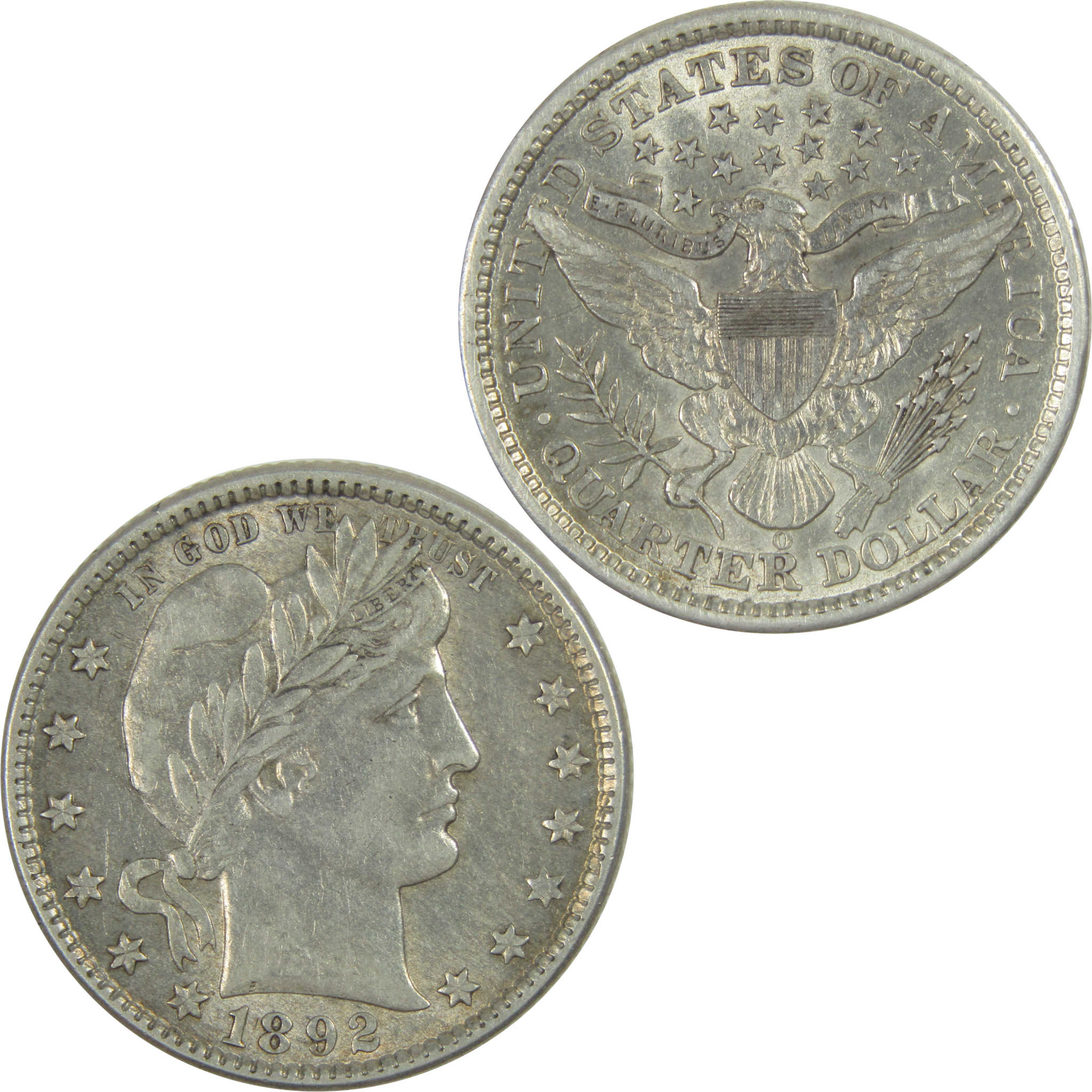 1892 O Barber Quarter AU About Uncirculated Silver 25c Coin SKU:I16546