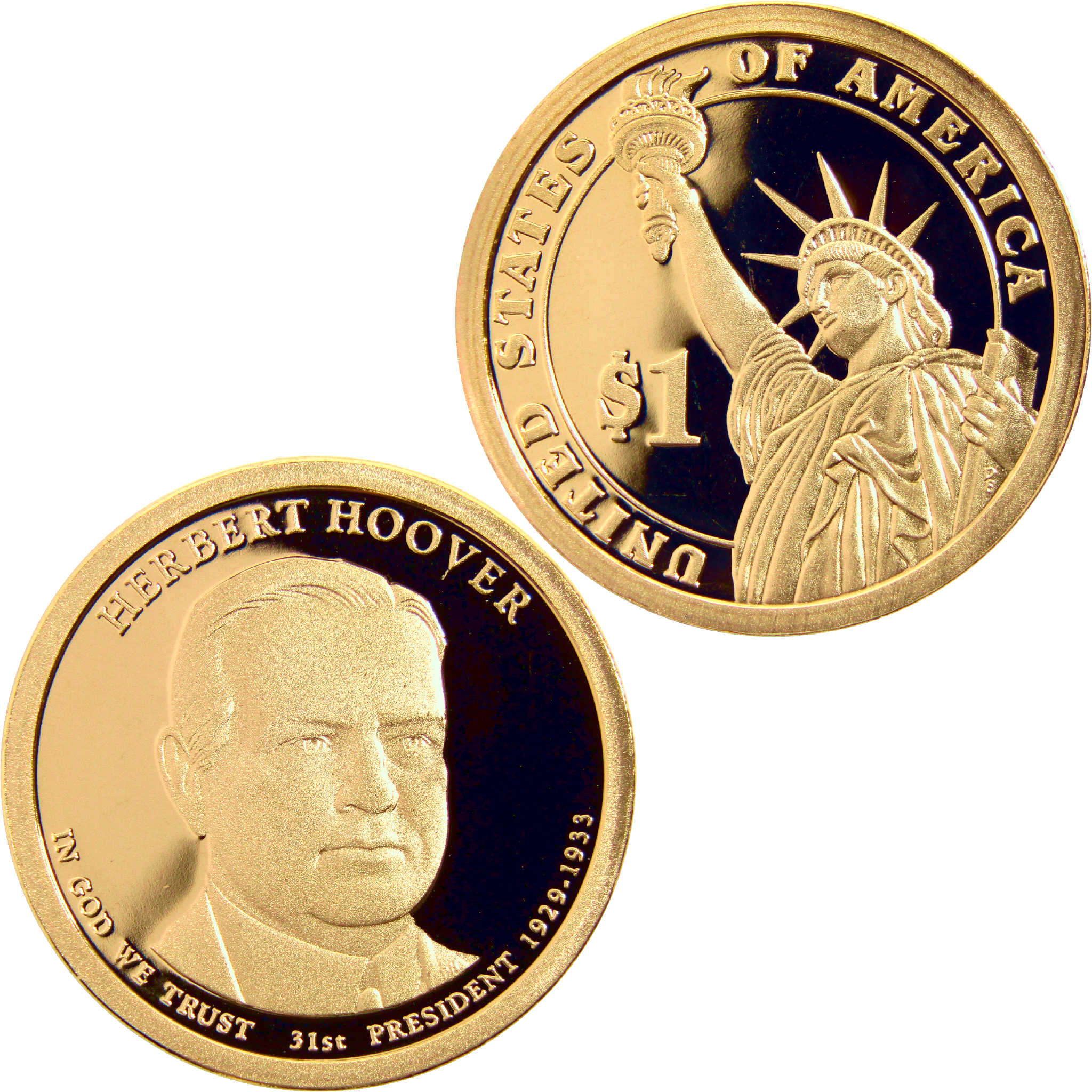 2014 S Herbert Hoover Presidential Dollar Choice Proof $1 Coin