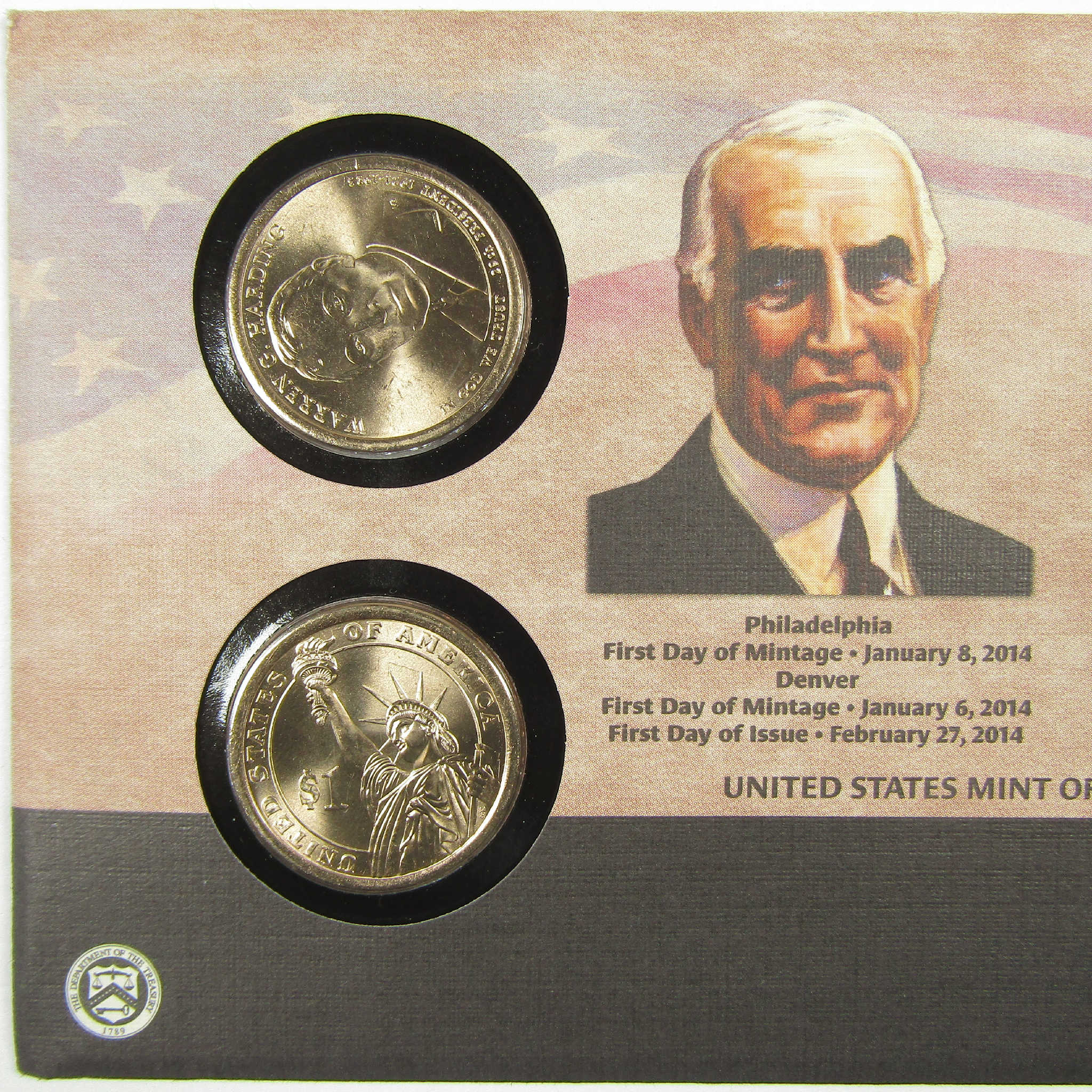 2014 Warren G. Harding American Presidency $1 Coin Cover SKU:CPC9870
