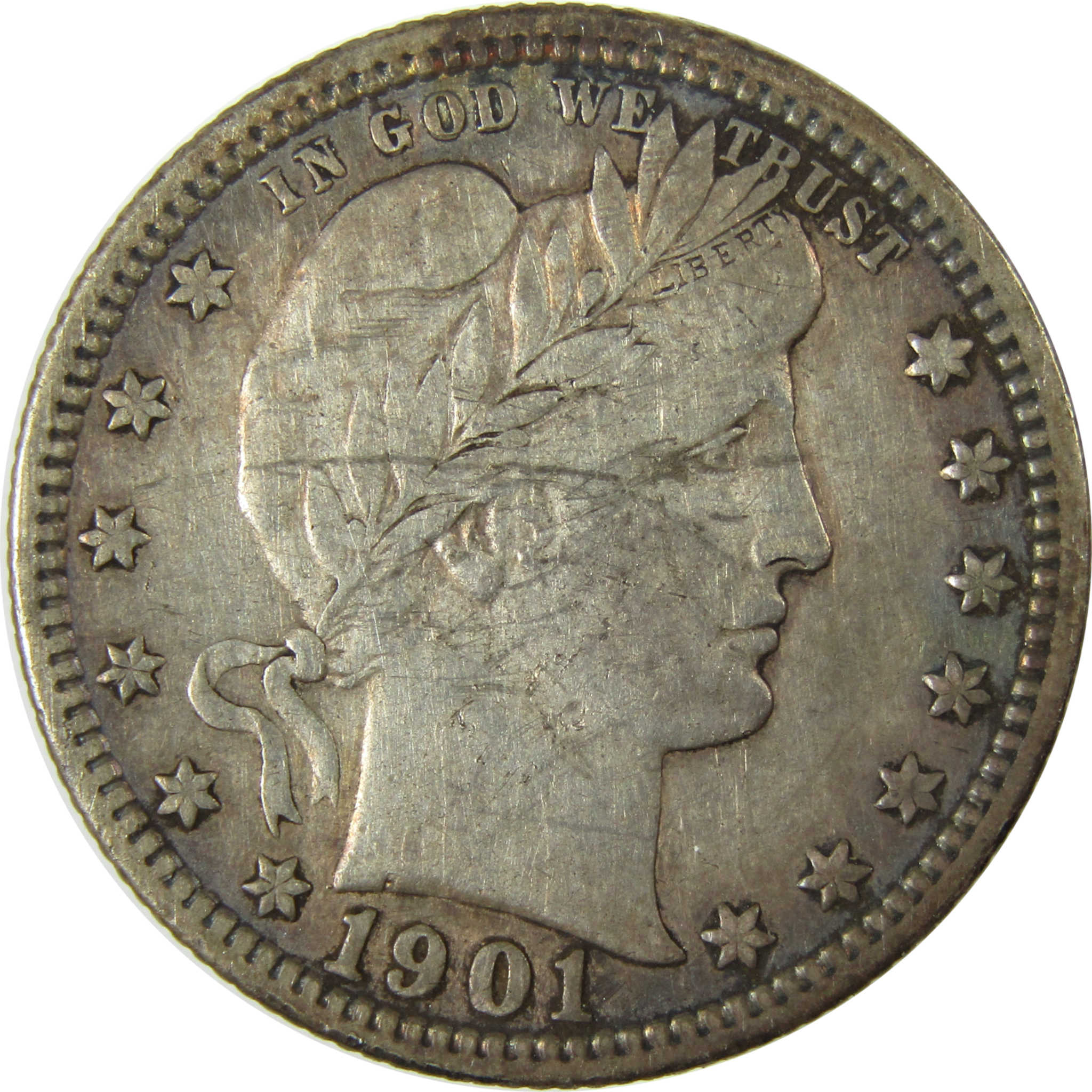 1901 Barber Silver Quarter VF Very Fine 25c Coin SKU:CP893