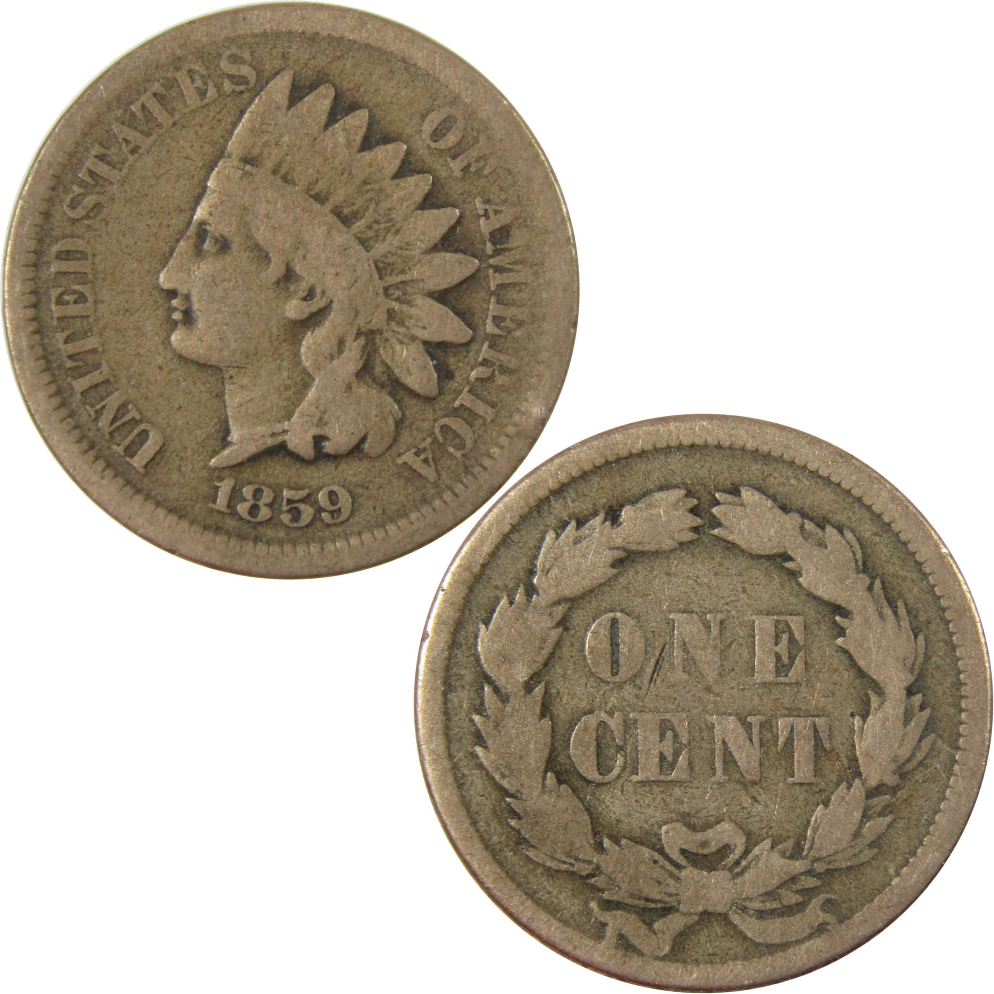 1859 Indian Head Cent G Good Penny 1c Coin Collectible SKU:CP1256