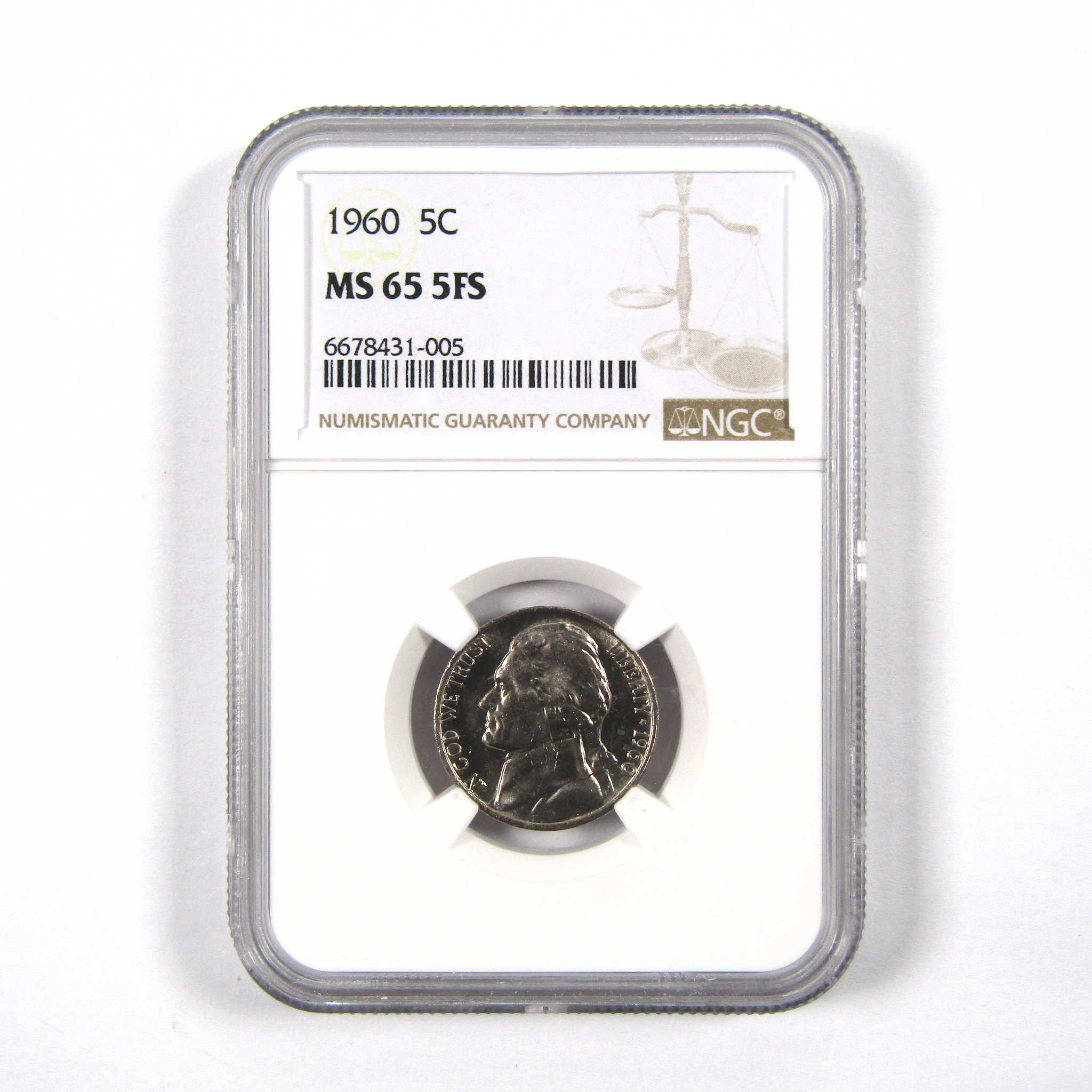 1960 Jefferson Nickel MS 65 5FS NGC 5c Uncirculated Coin SKU:I9728