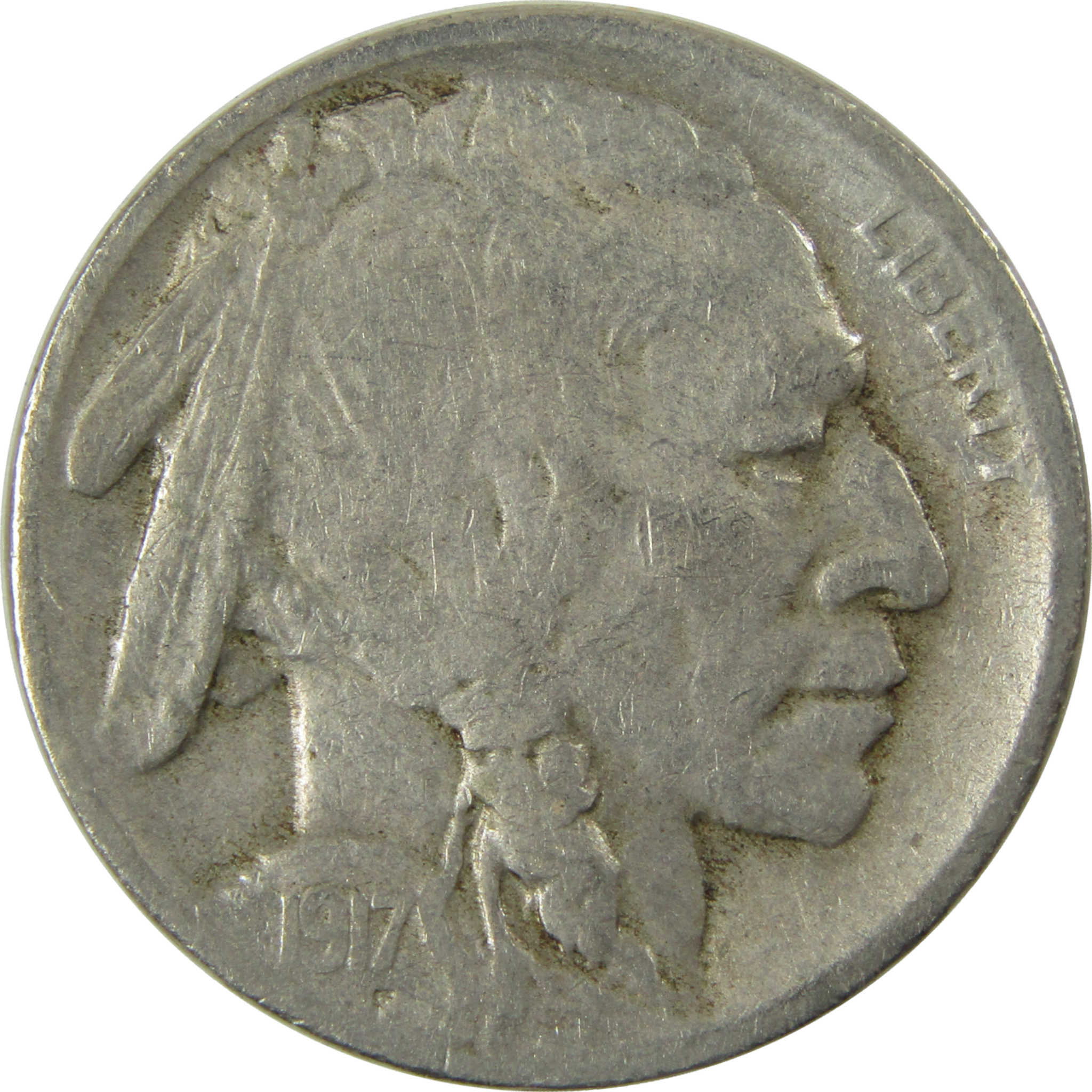 1917 S Indian Head Buffalo Nickel F Fine 5c Coin SKU:I28123