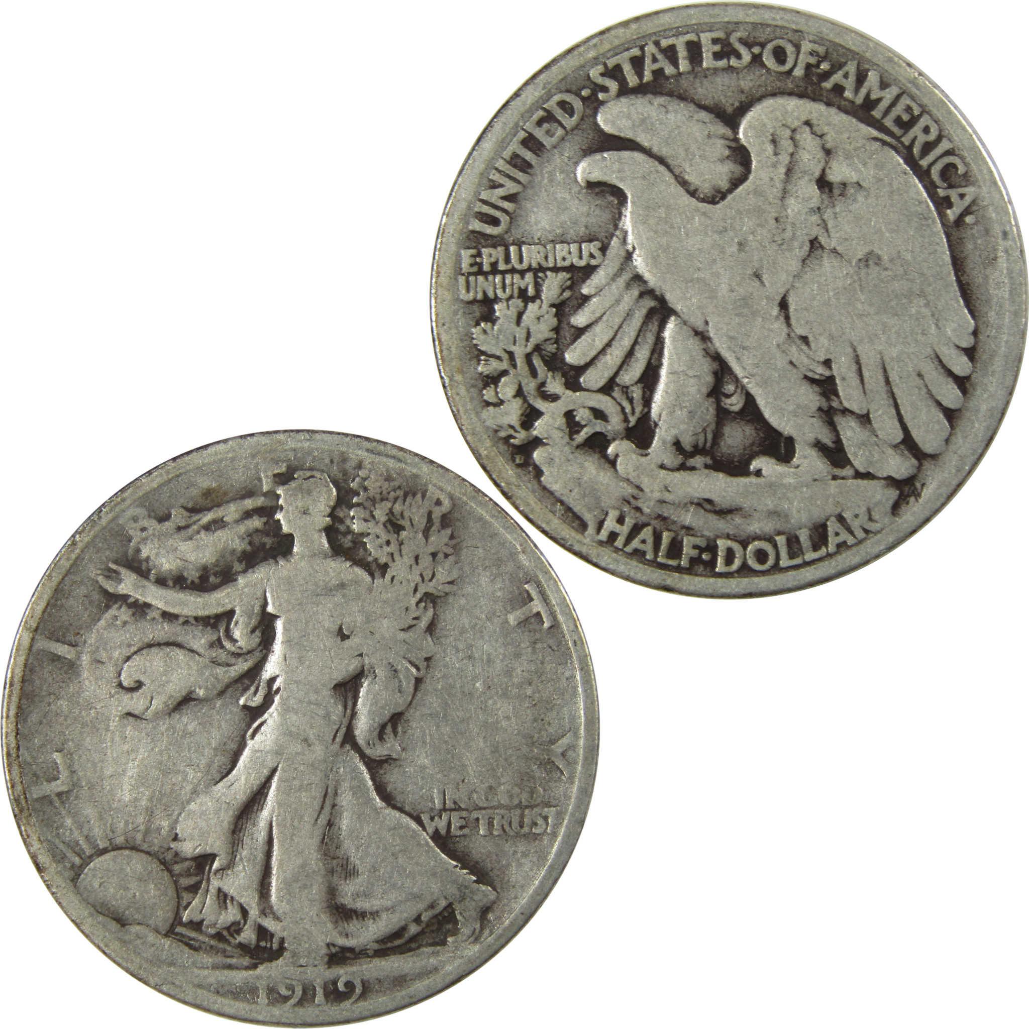 1919 D Liberty Walking Silver Half Dollar VG Very Good SKU:I25895