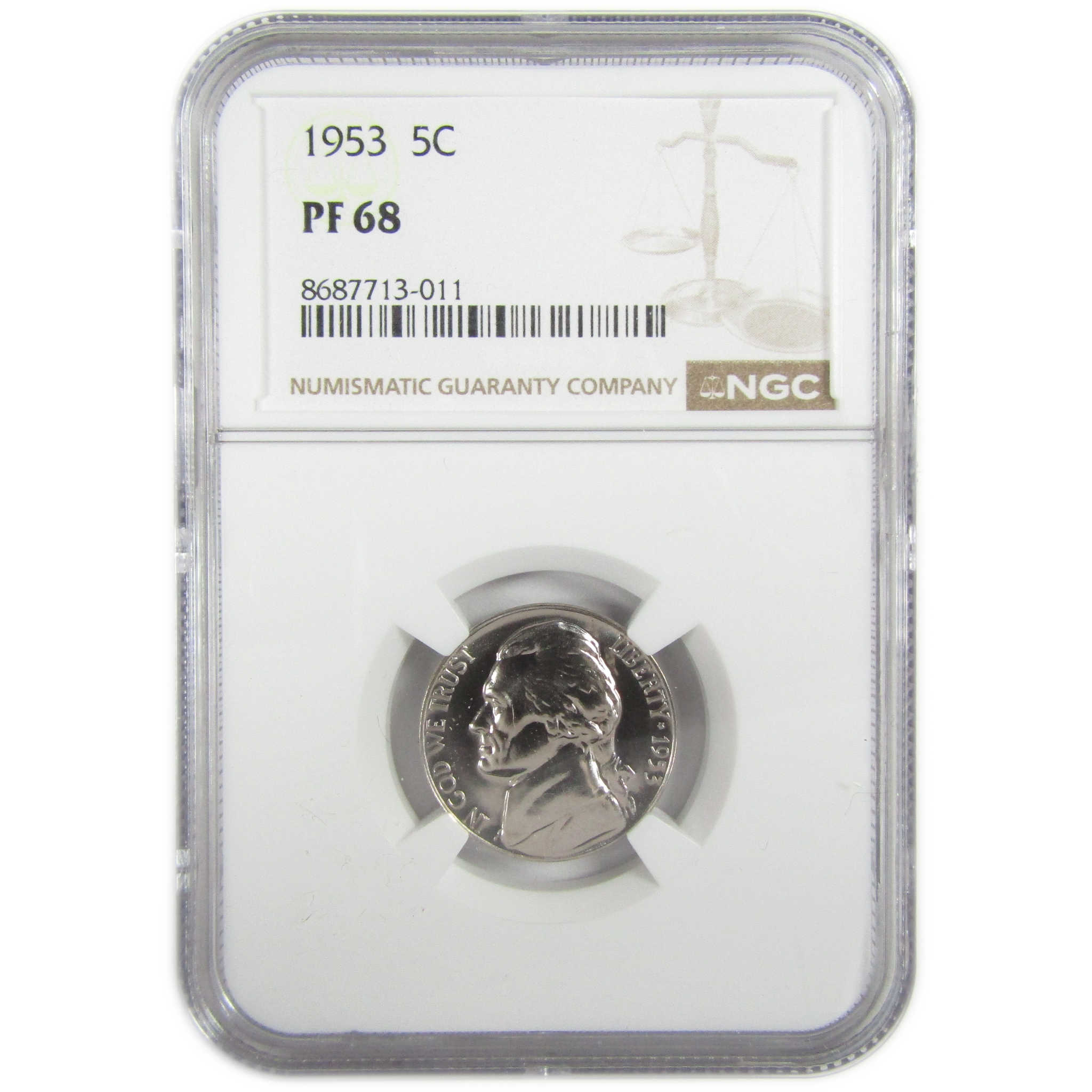 1953 Jefferson Nickel PF 68 NGC Proof 5c Coin Collectible SKU:I27364