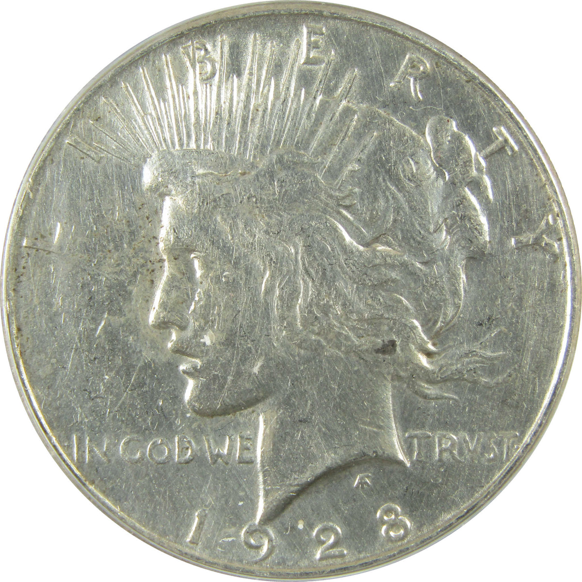 1928 S Peace Silver Dollar AU 50 Details ANACS $1 Coin SKU:I28559