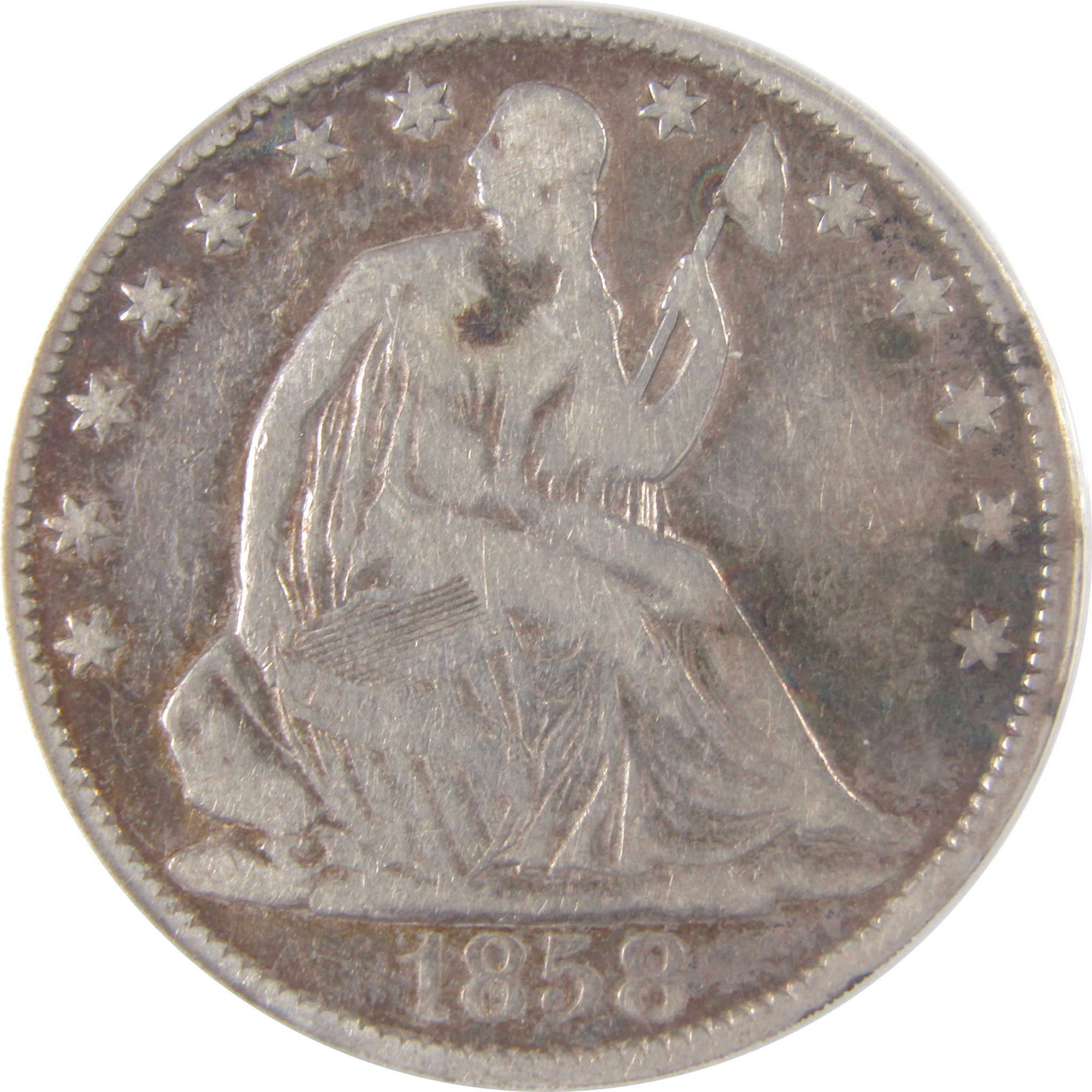 1858 O Seated Liberty Half Dollar F 12 ANACS Silver 50c SKU:I17468