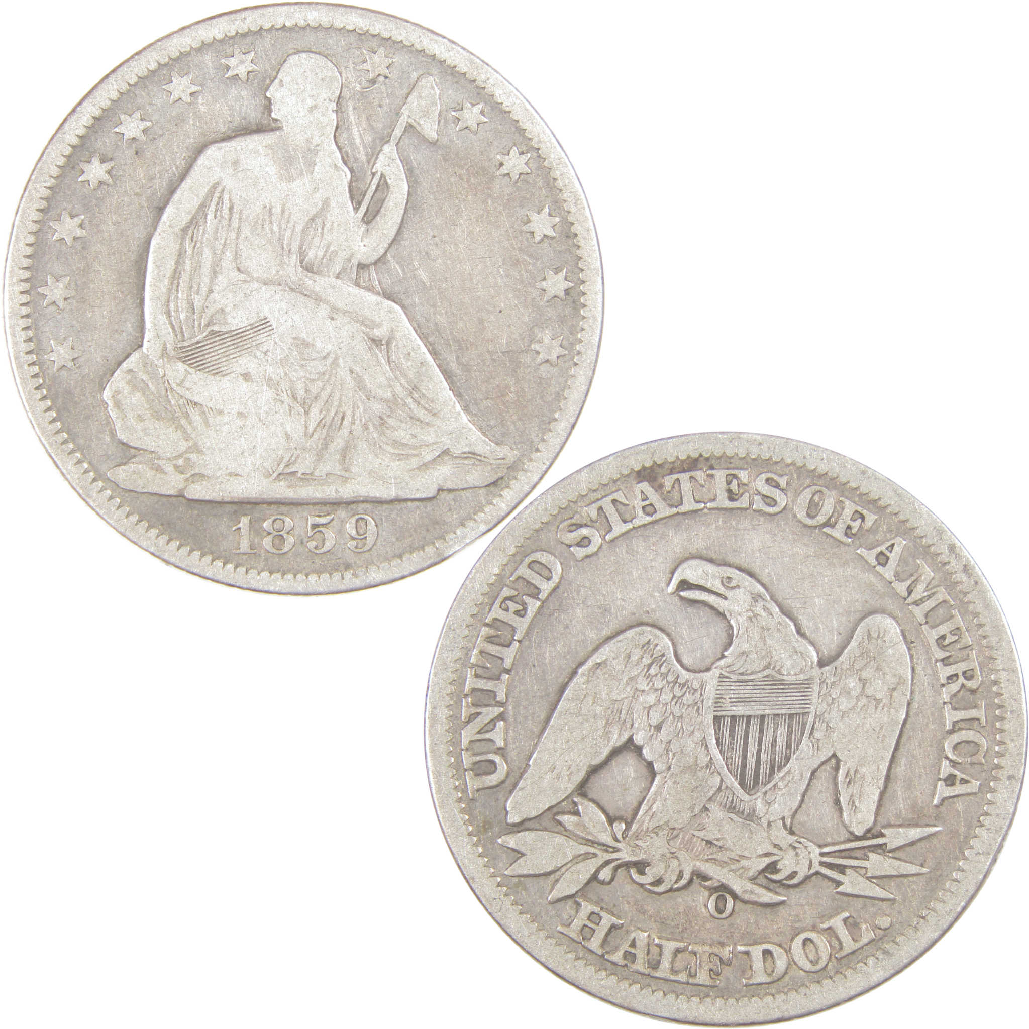 1859 O Seated Liberty Half Dollar G Good Silver 50c Coin SKU:I17130