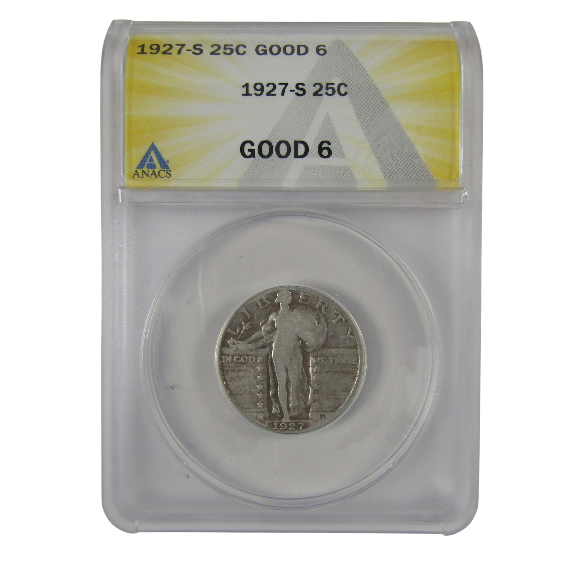 1927 S Standing Liberty Quarter G 6 ANACS Silver 25c Coin SKU:I23030