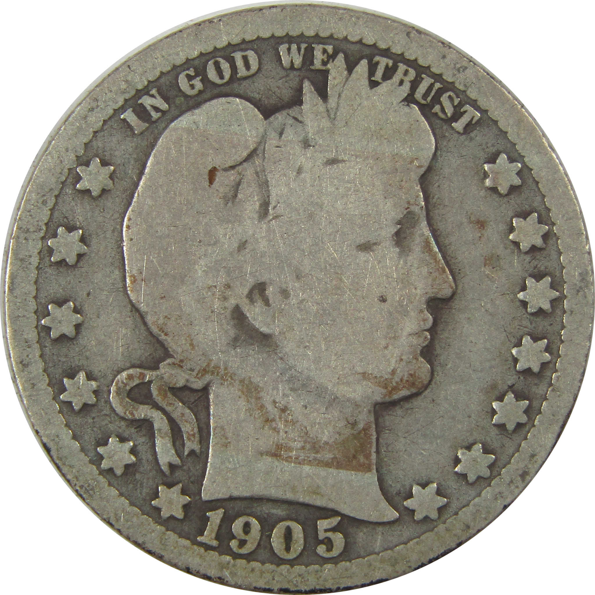 1905 O Barber Quarter G Good Silver 25c Coin SKU:I21821