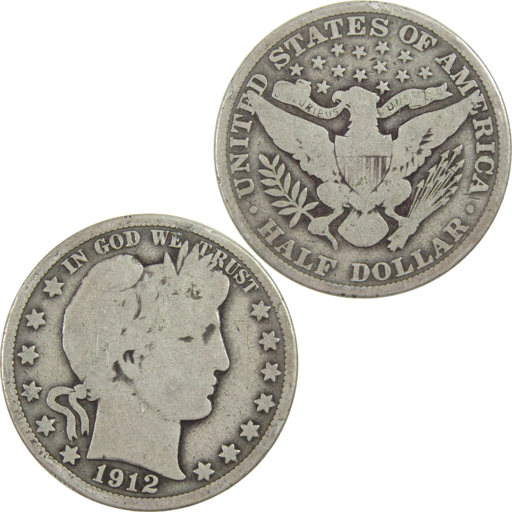 1912 Barber Half Dollar G Good Silver 50c Coin SKU:I13552