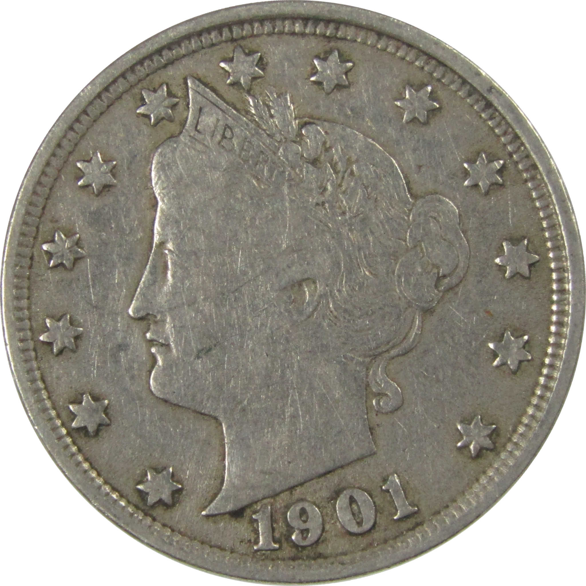 1901 Liberty Head V Nickel F Fine 5c Coin Collectible SKU:I26956