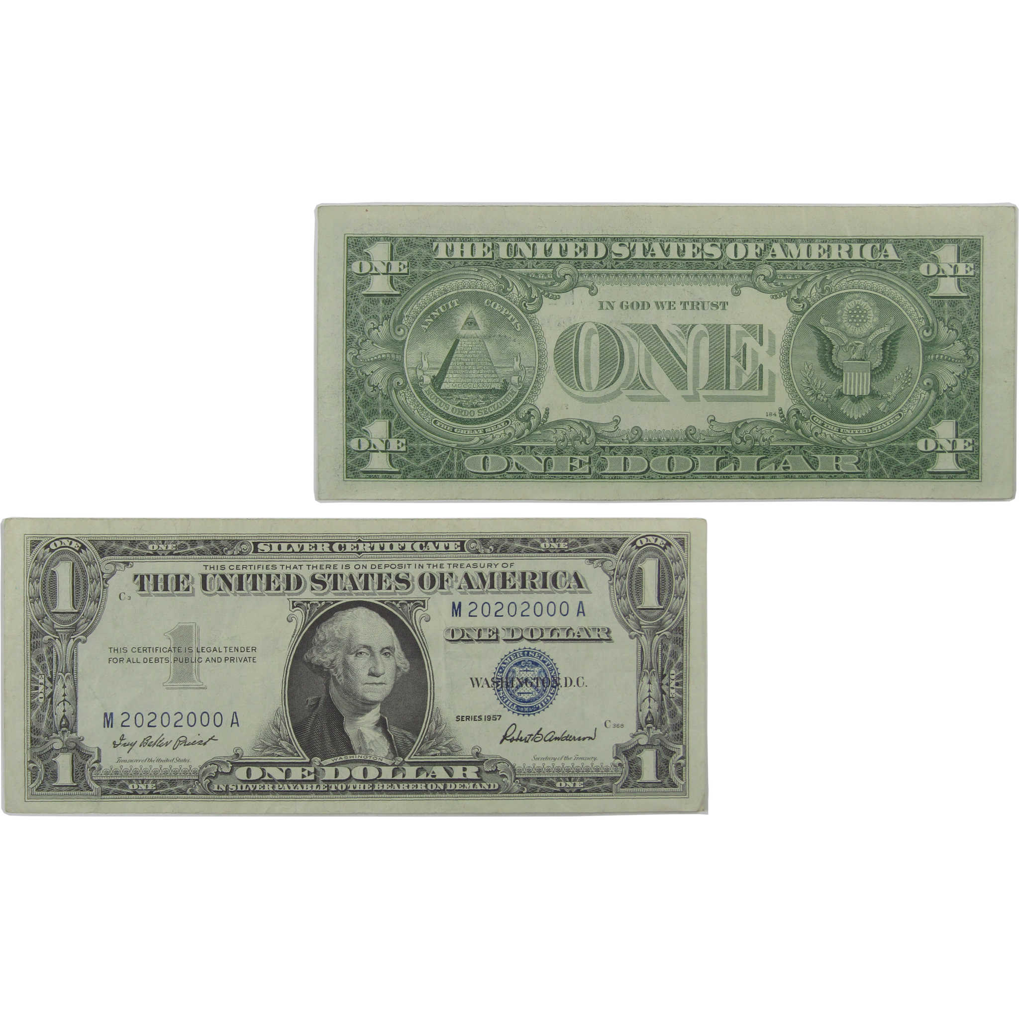 1957 $1 Small Size Silver Certificate Binary Note VF Very Fine