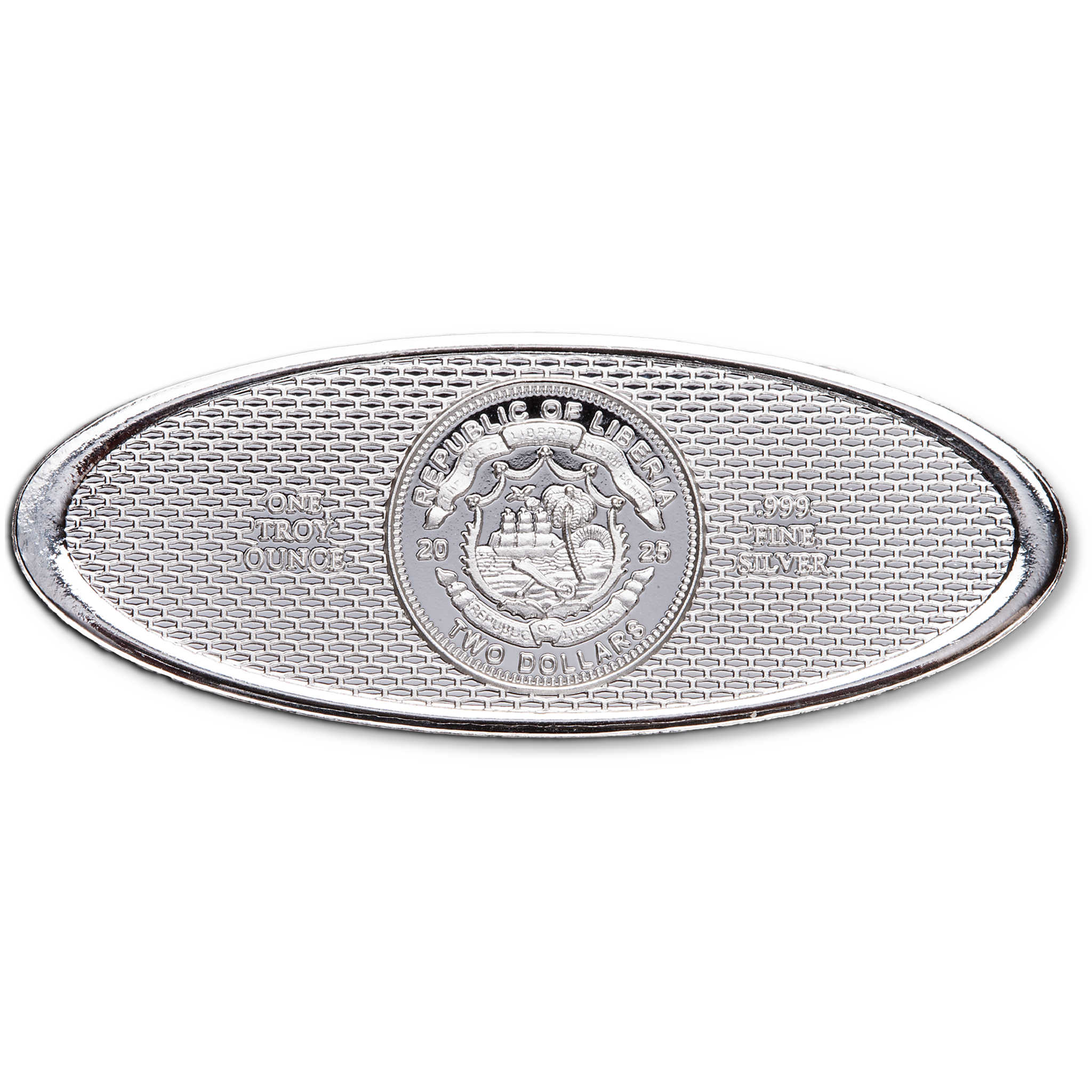 2025 Liberia Ford Emblem Logo Oval-Shaped 1 oz .999 Silver $2 Coin