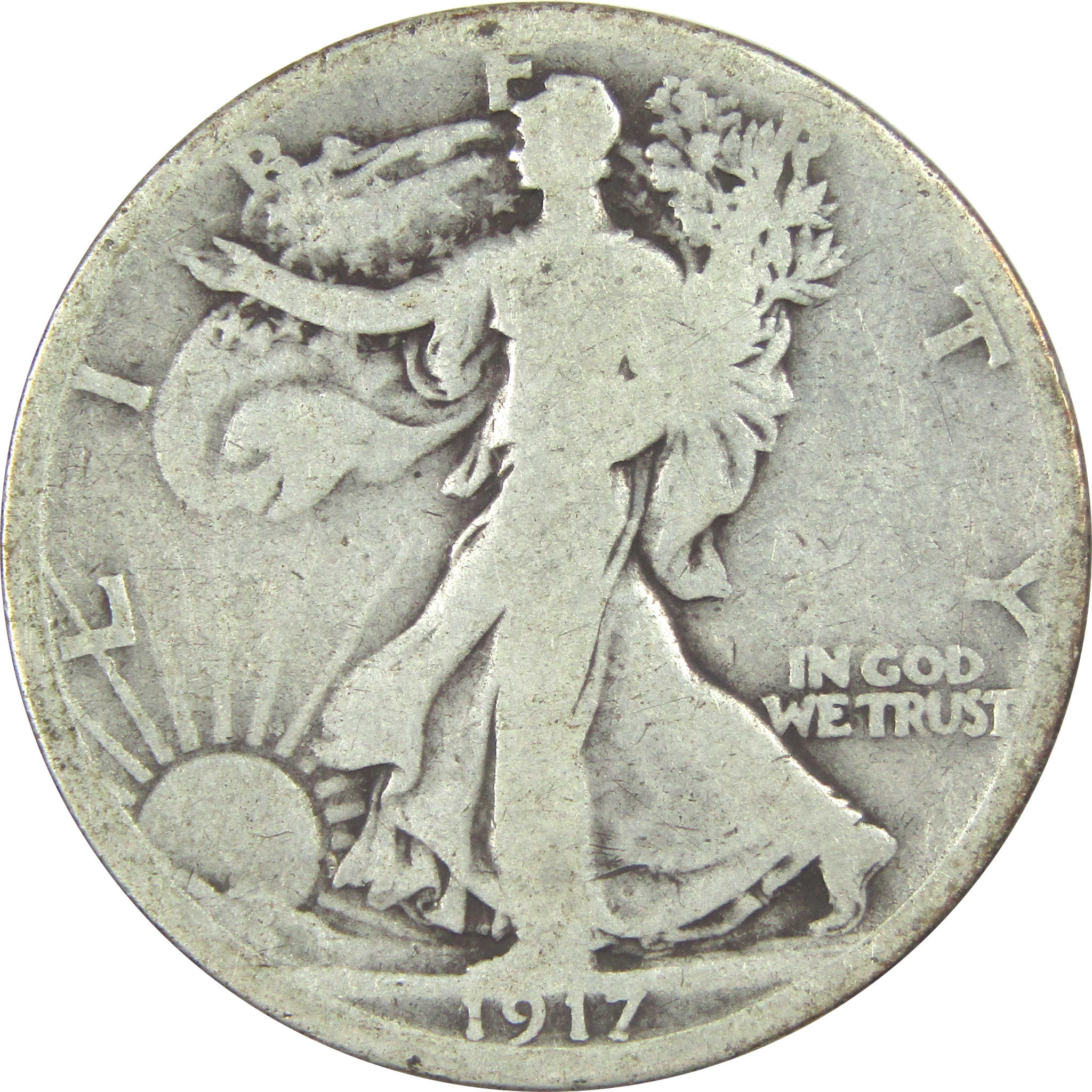 1917 S Reverse Liberty Walking Half Dollar G Good Silver SKU:I15561