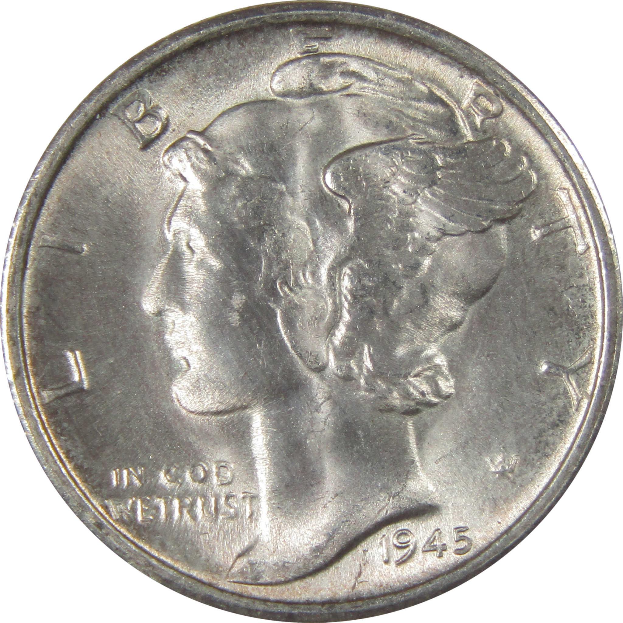1945 S Mercury Silver 10c BU Choice Uncirculated Mint State SKU:I24013