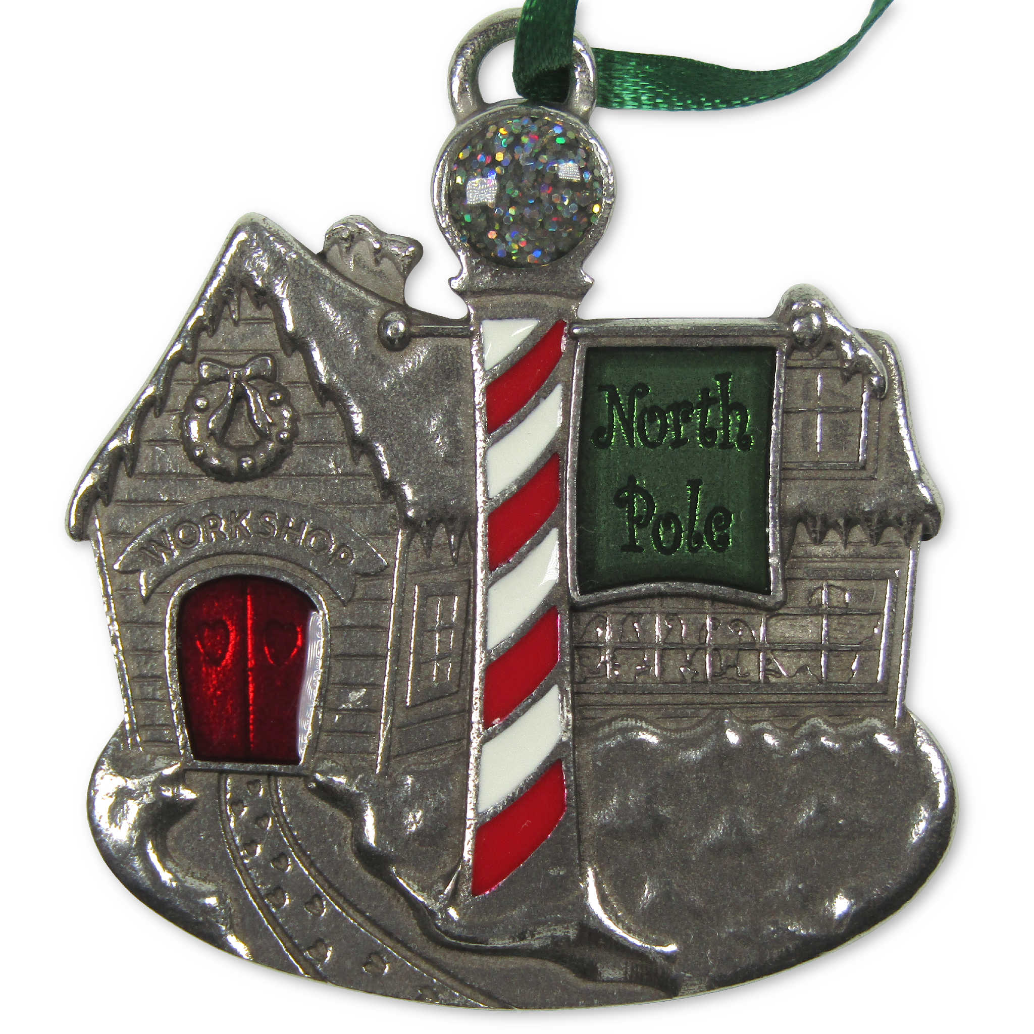 Santa's Workshop 2022 Pewter Christmas Tree Ornament with Box