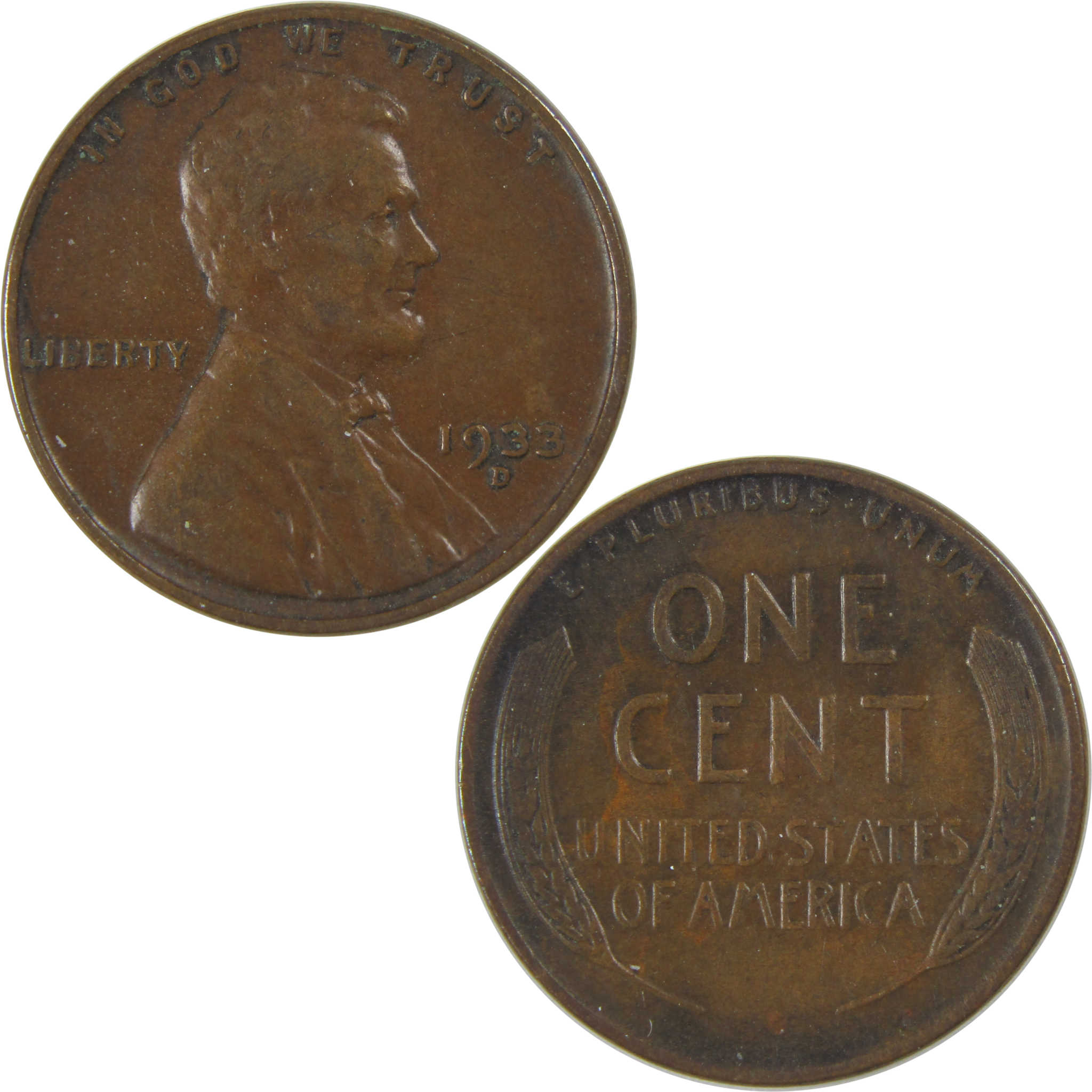 1933 D Lincoln Wheat Cent VF Very Fine Penny 1c Coin SKU:I23771